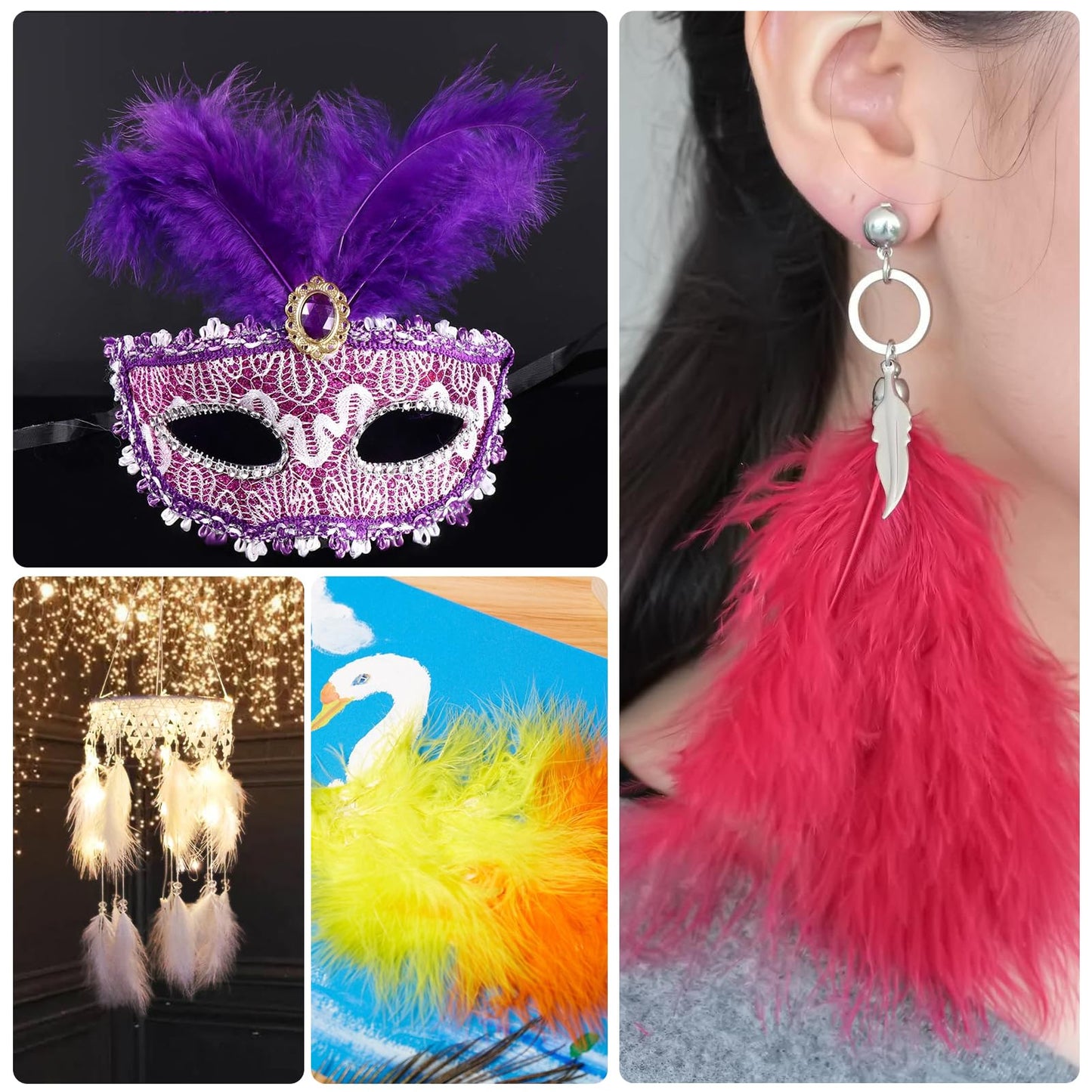 Fluffy Turkey Marabou Feathers 100pcs for Craft Dream Catcher Decoration - 4-7Inches Natural Feathers (Green) BST220