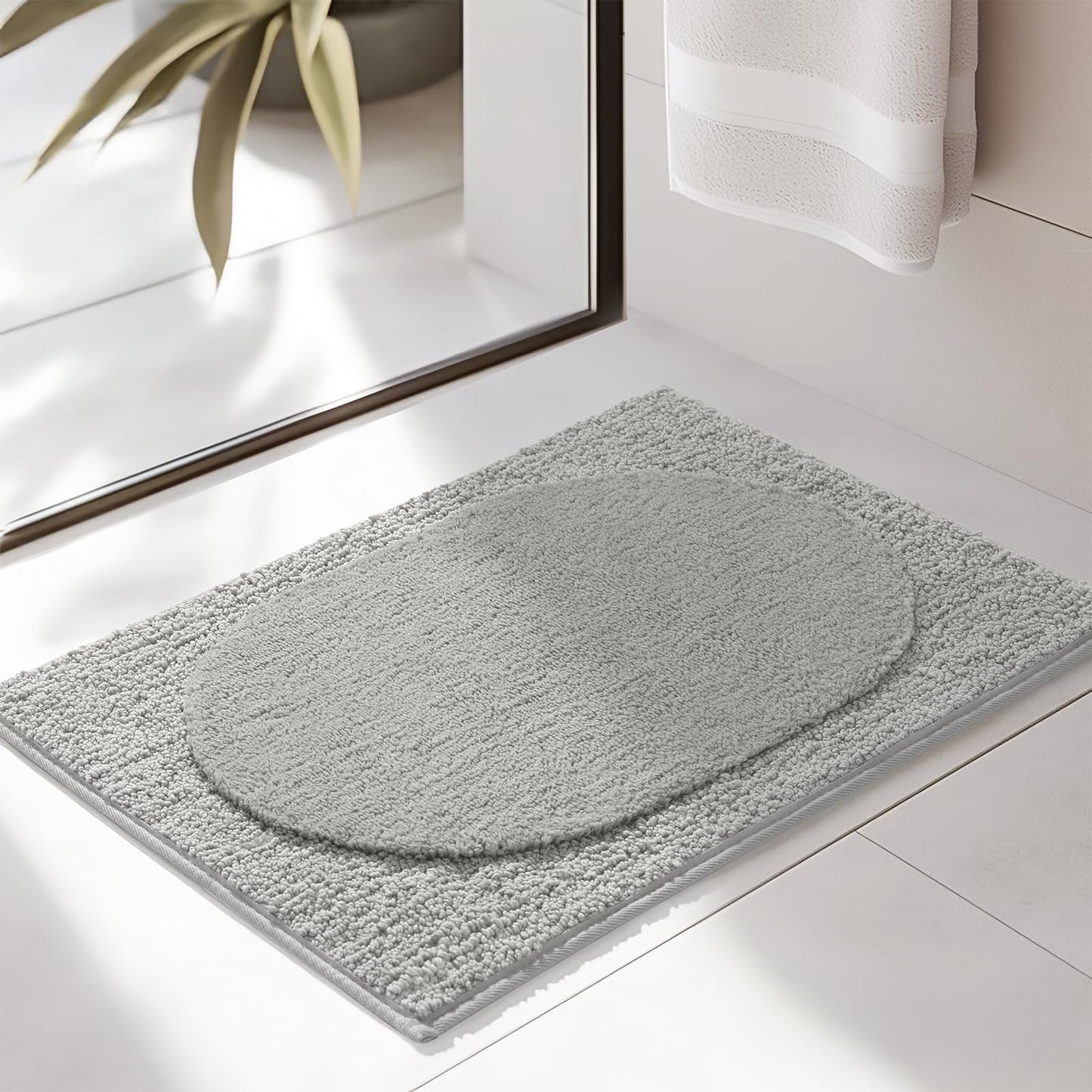 DEXDE Bathroom Rugs Non-Slip Mat for Bathroom Floor Shower,24x16 Beige | Thick Soft Absorbent Bath Mat, Quick Dry Microfiber Rug, Machine Washable Shower Floor Bathroom Mat Home Decor Accessories BST220