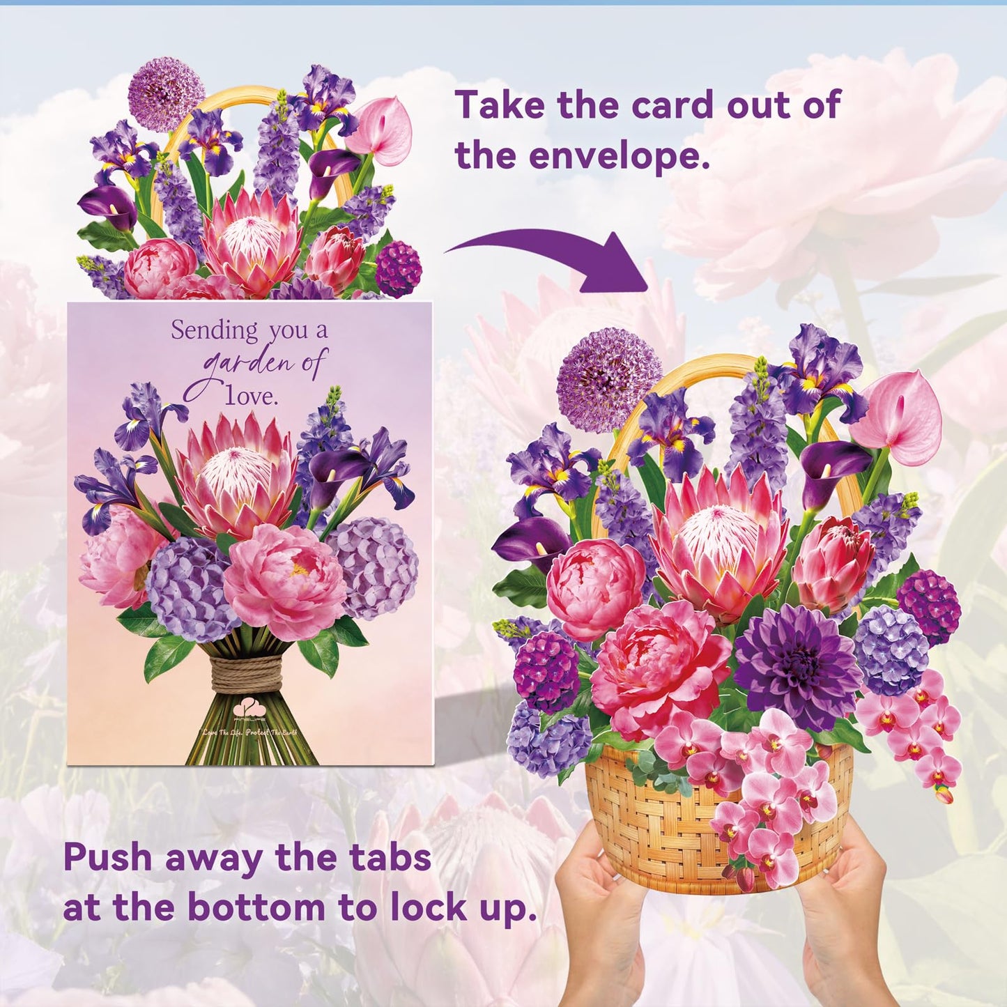 Pop Up Greeting Cards, Dahlia Paper Flower Bouquets | Birthday,Mother's Day, Thank You, Get Well, Anniversary,Include Note Card & Envelope WN420