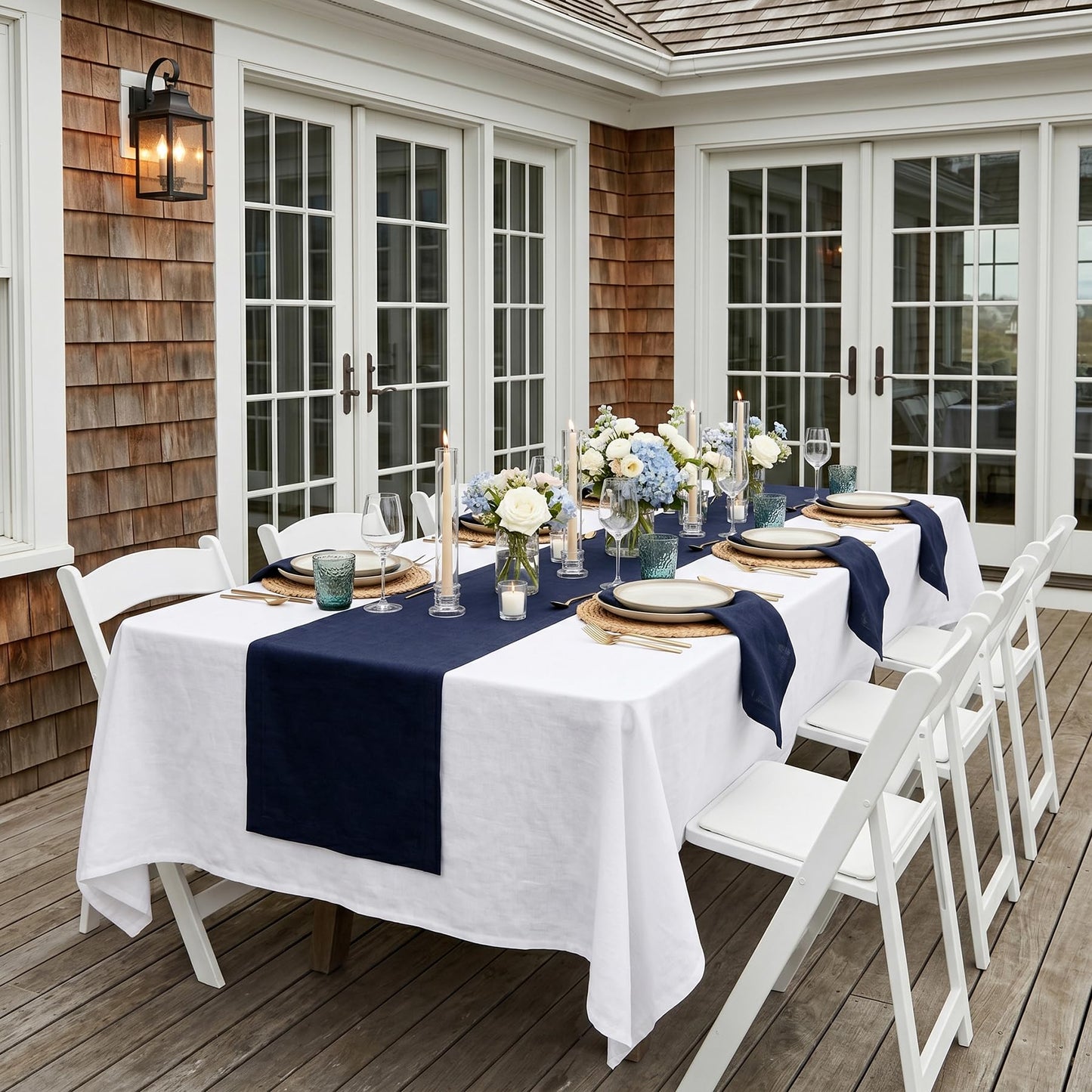 Solino Home 100% Linen Square Placemats White, Fete 14 x 14 in, Set of 4 | Square Table Mats square place settings for daily and festive dining; neatly mitered corners; Pure Linen; OEKO-TEX Certified BST326SOLH
