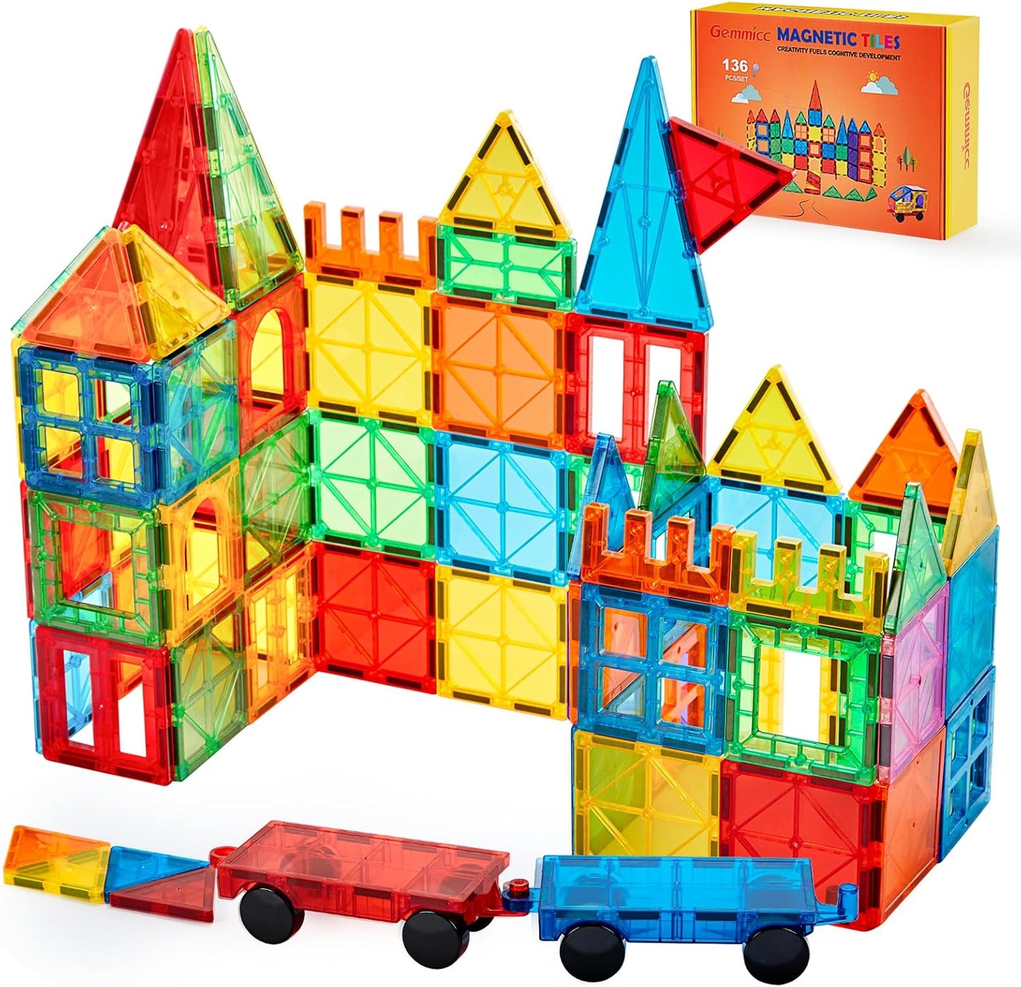 Gemmicc Magnetic Tiles Deluxe 136 PCS Building Blocks Magnet Toys 102