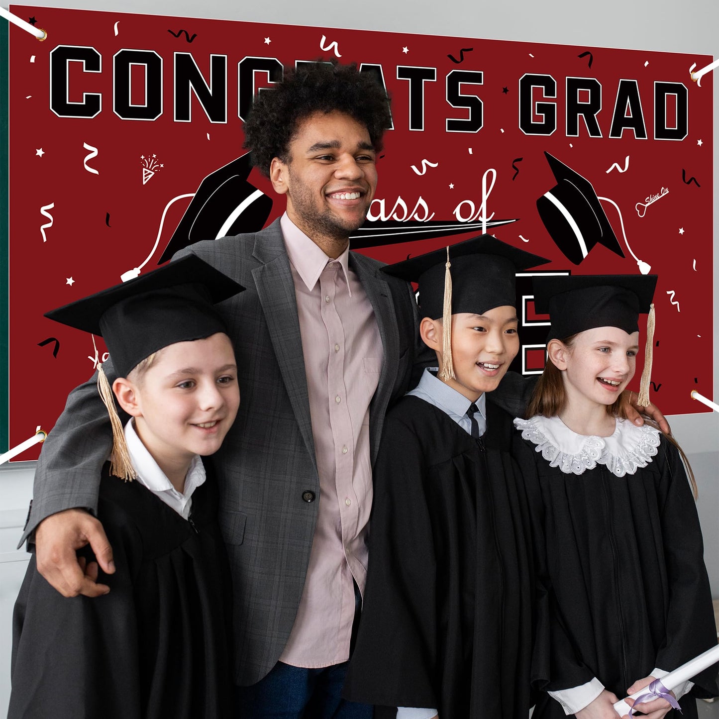 Graduation Decorations 2026 2027 - Red Polyester Graduation Backdrop - Graduation Party Decorations - Congrats Grad Banner - Graduation Decorations Class of 2026,Graduation Party Favors Supplies Yard Sign WN420