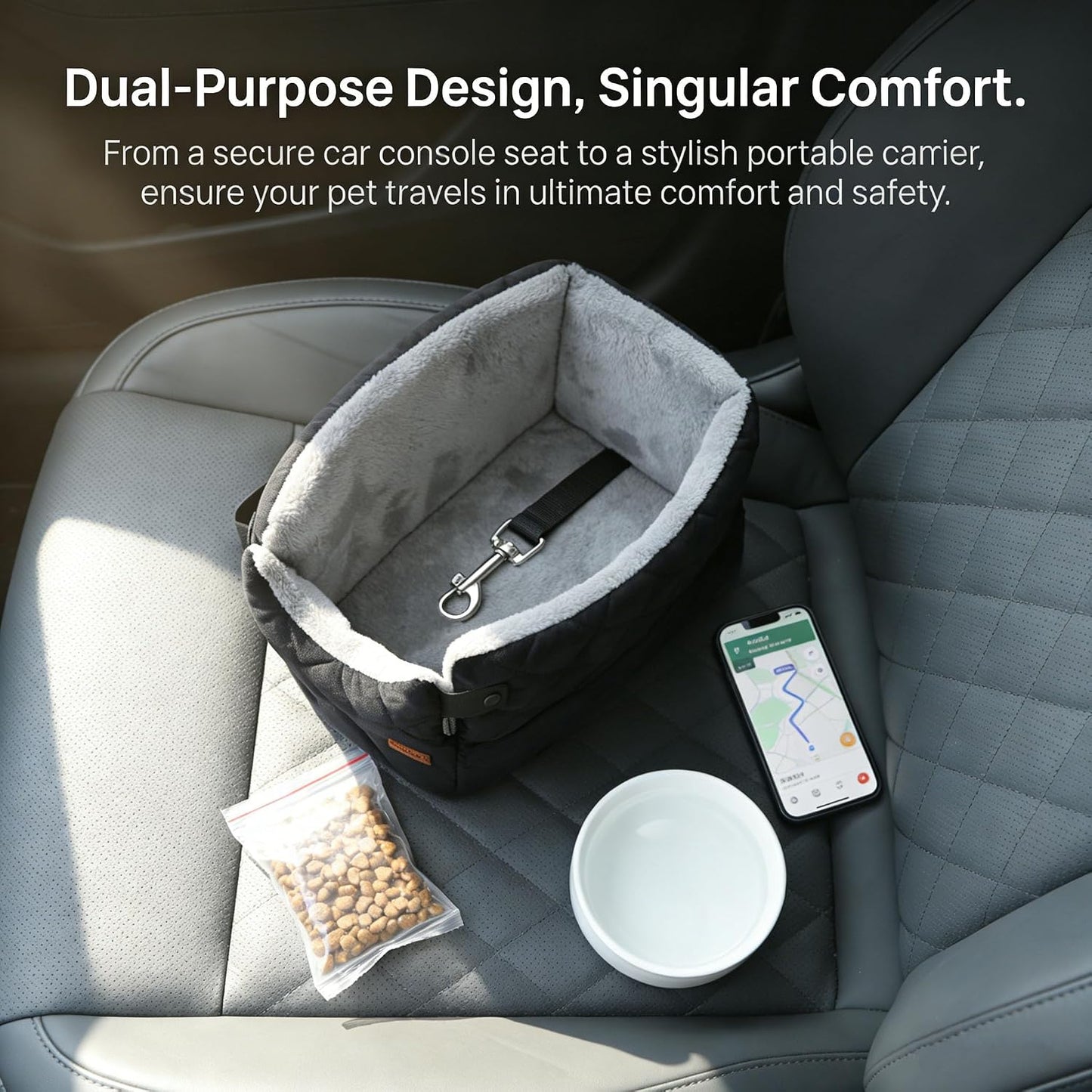 Center Console Dog Car Seats for Small Dogs Cats with Adjustable Safety Belt Multipurpose Pet Booster Seat for Car,Travel,Shopping,Camping with Your Furry Friends WN420