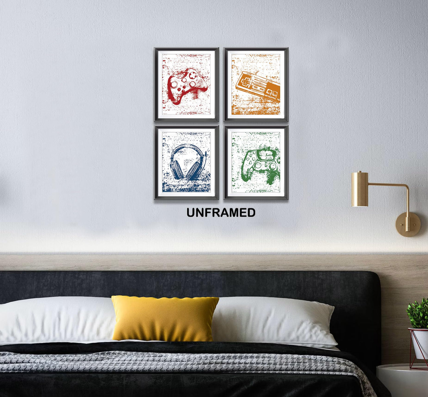 Retro Video Game Gaming Poster Prints for Home Boys Room Playroom Decor,Black And White Video Game Decorations Prints Wall Art Unframed 4pcs 8x10inches,Gift for Gamer Boys Gaming Love (8×10 inc) BST220