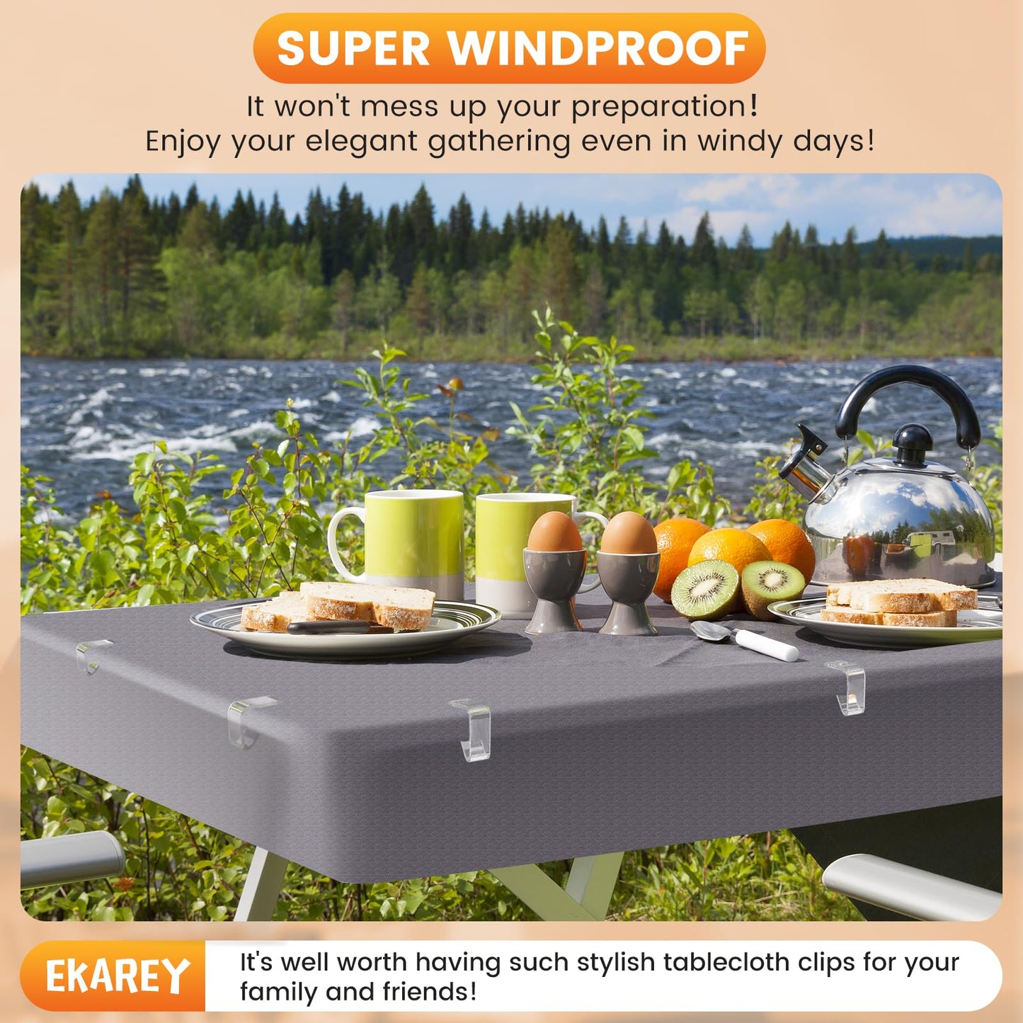24 Pieces Clear Tablecloth Clips, Durable Plastic Table Cover Holders, Windproof Transparent Clamps for Securing Tablecloths Indoor Outdoor Party, Wedding, Christmas Event, Picnic, Camping (24, Large) BST220