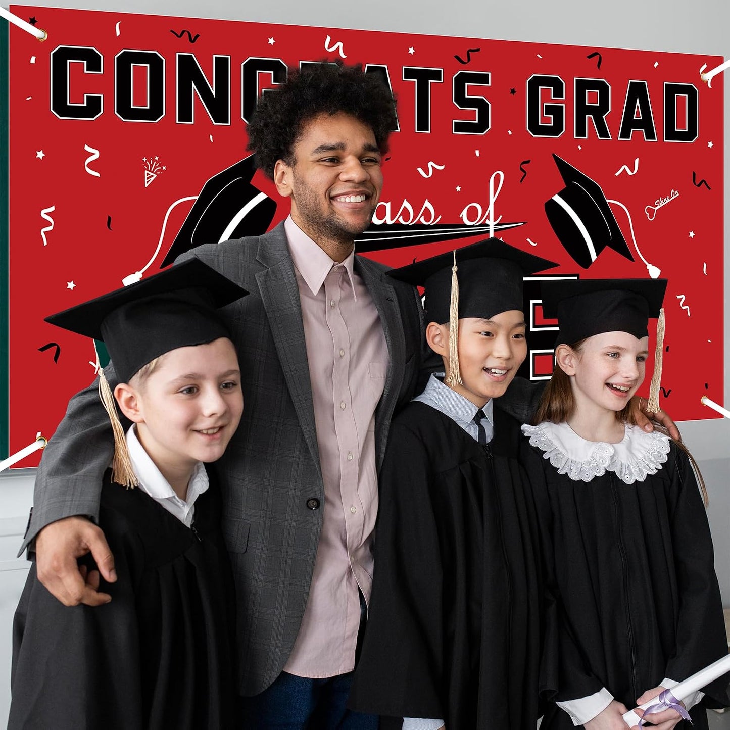 Graduation Decorations 2026 2027 - Red Polyester Graduation Backdrop - Graduation Party Decorations - Congrats Grad Banner - Graduation Decorations Class of 2026,Graduation Party Favors Supplies Yard Sign WN420