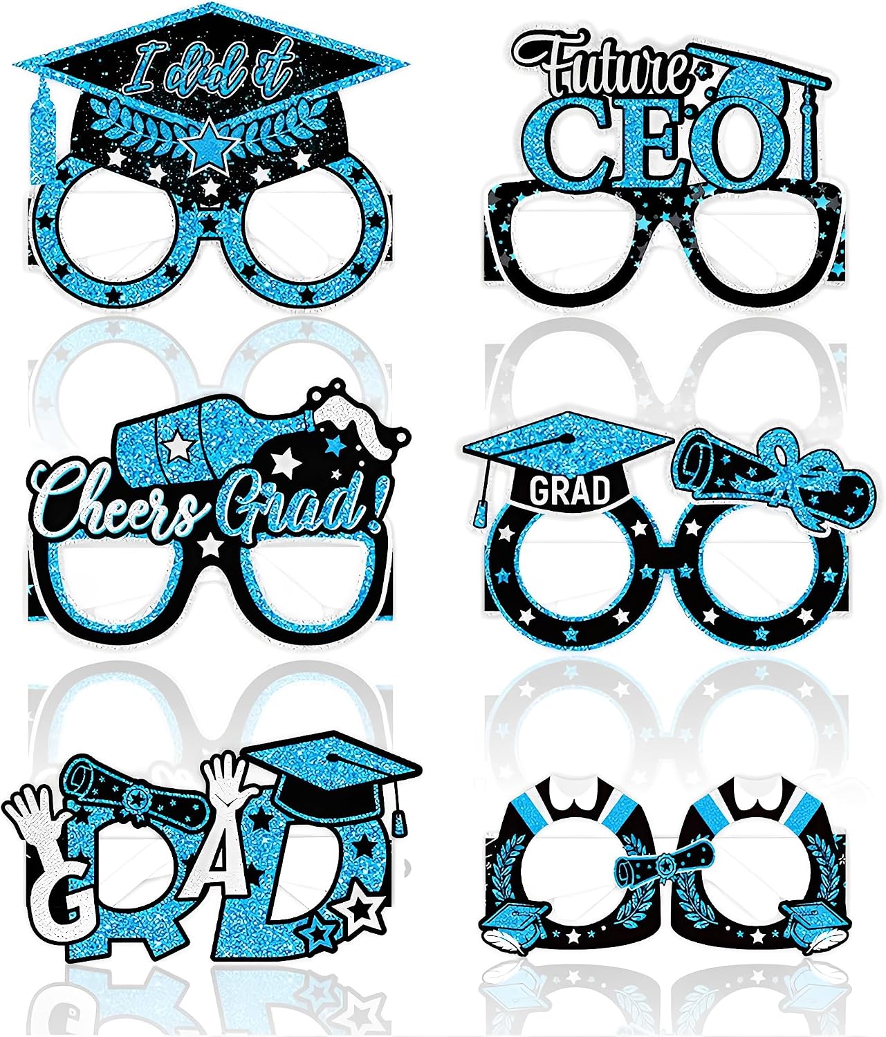 2026 Graduation Party Decorations Glasses, 12 Pcs Class of 2026 Grad Party Eyeglasses Photo Props, Graduation Photo Booth Props for Women Men College Graduation Favors Supplies (Blue) BST326L