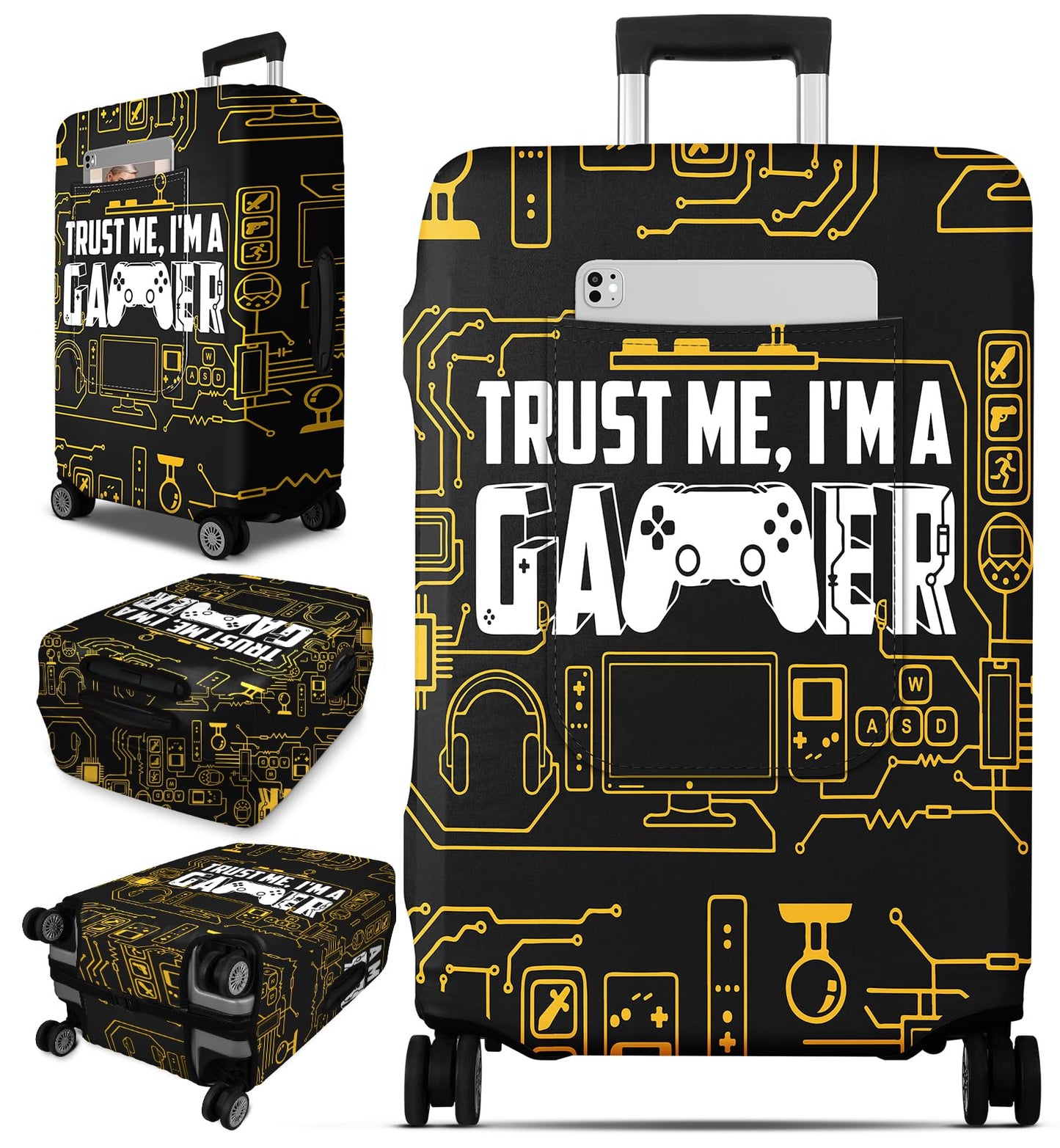 Slohif Luggage Cover for Suitcase Tsa Approved Protector - Black Luggage Sleeve Large Suit Case Cover Travel Stretch Baggage Case Protective Washable Fit 24-27 Inch BST220