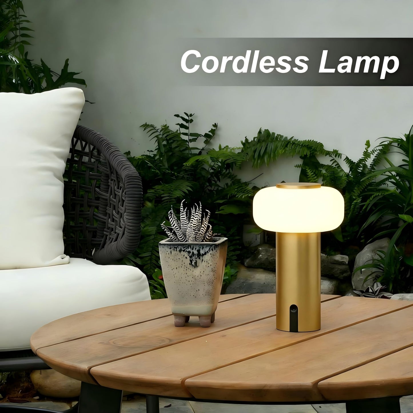 WEILAILUX Small Cordless Table Lamp Rechargeable, Portable Battery Operated Lamp with USB Charging, Touch Dimmable Night Light for Bedroom/Patio/Dinning/Outdoor/Camping (Gold)