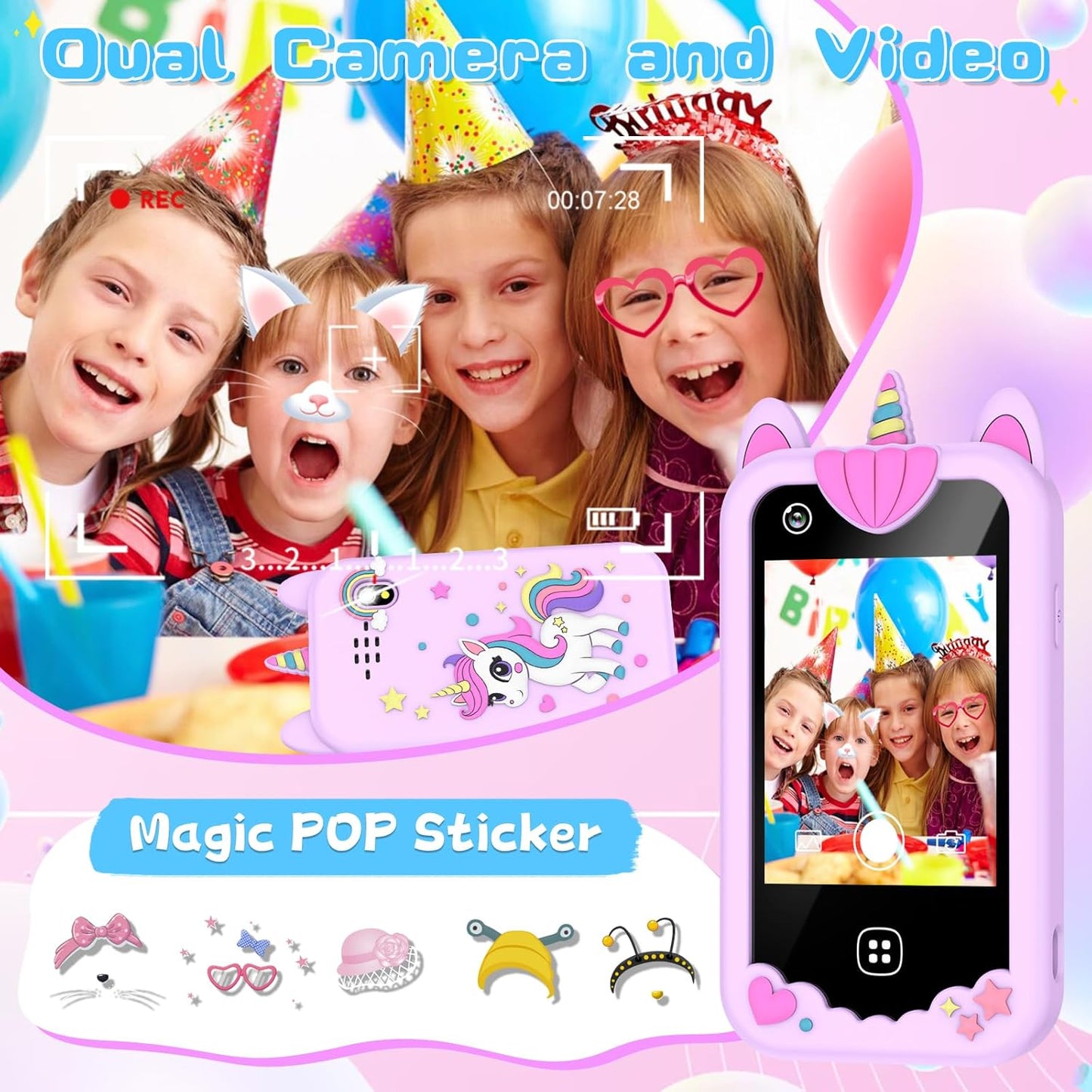 Kids Smart Phone Toys for Girls Purple Unicorn 79