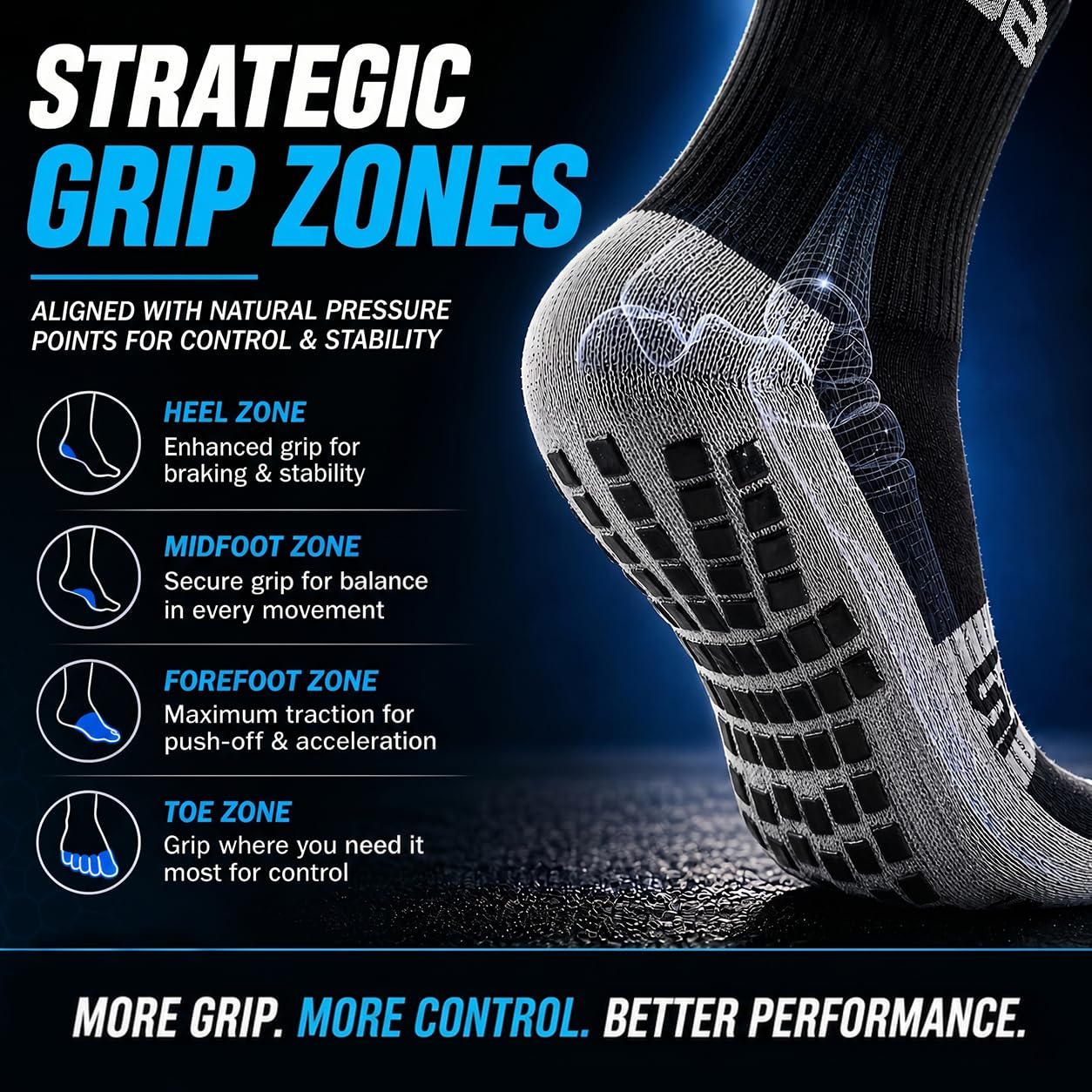 SB SOX 2-Pair Grip Socks for Men – Non Slip Athletic Traction Socks for Soccer, Gym, Pilates, Training & Everyday Wear WN420