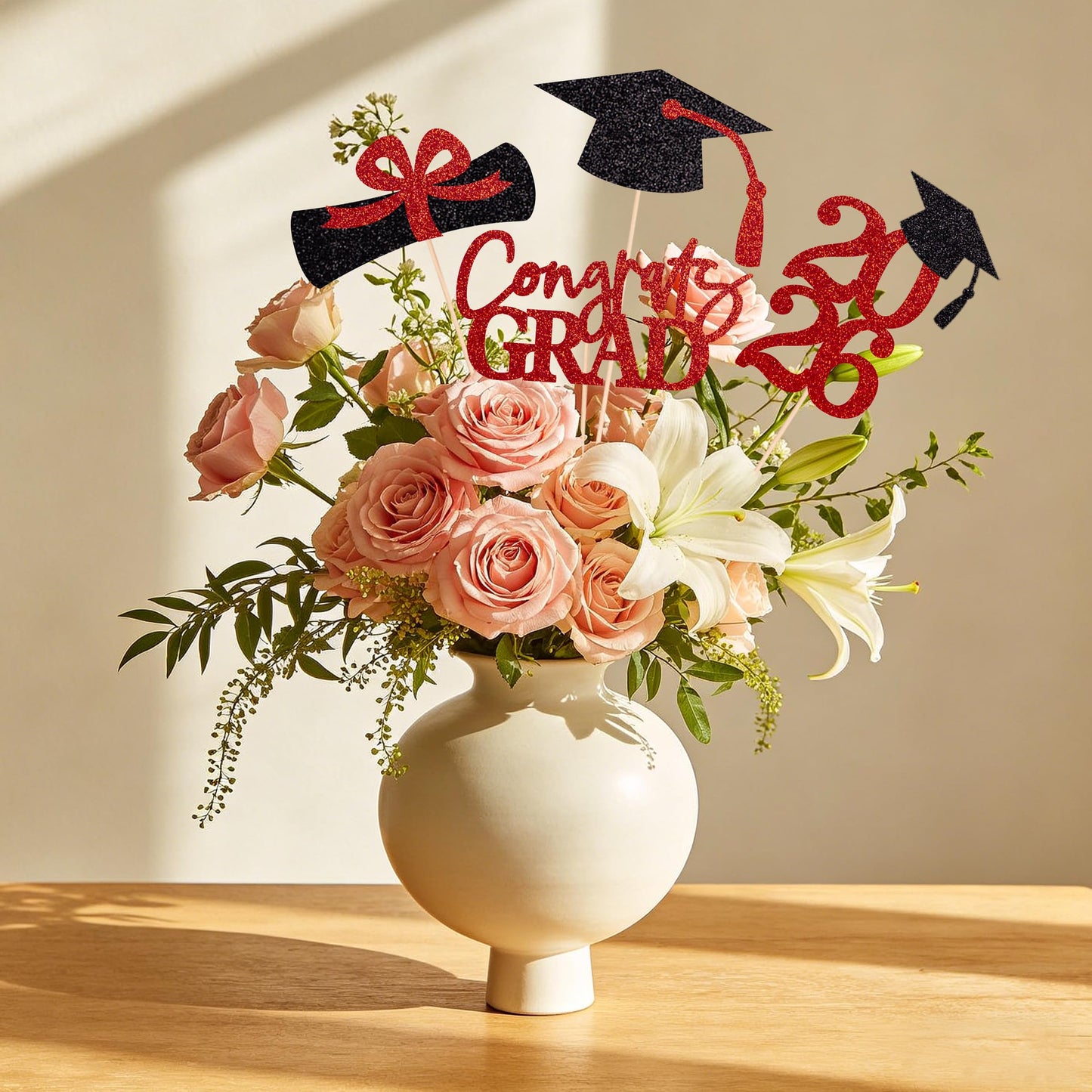 Graduation Centerpieces Class of 2026, 16 PCS Red Blue Double-Sided Table Toppers, Congrats Grad Party Decorations Supplies (Set of 4 Designs) WN420