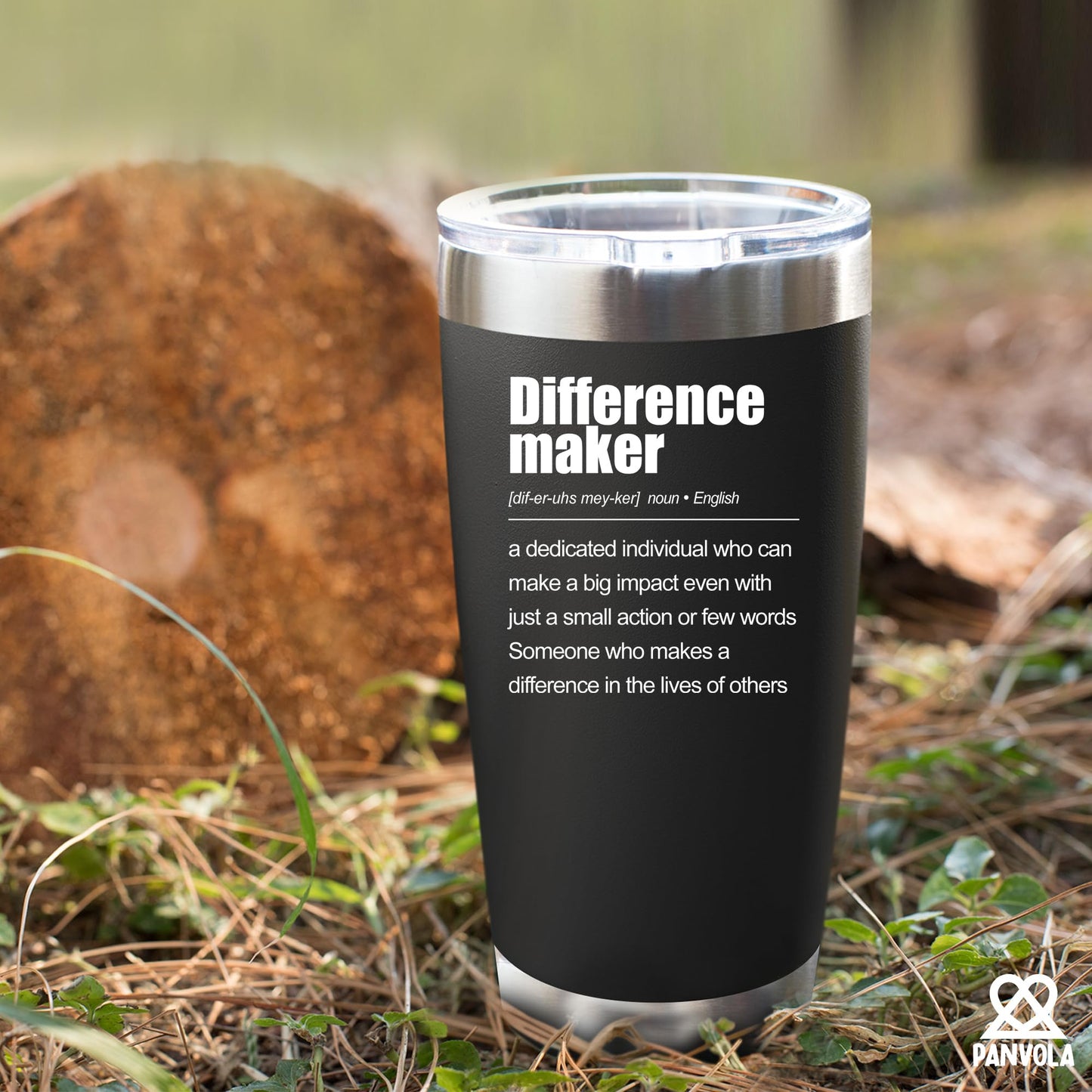 Panvola Difference Maker Definition Tumbler Inspirational Gifts For Women Men Retirement Gifts Coworker Leader Teacher Vacuum Insulated Travel Mug With Straw (Black, 30 oz) BST220