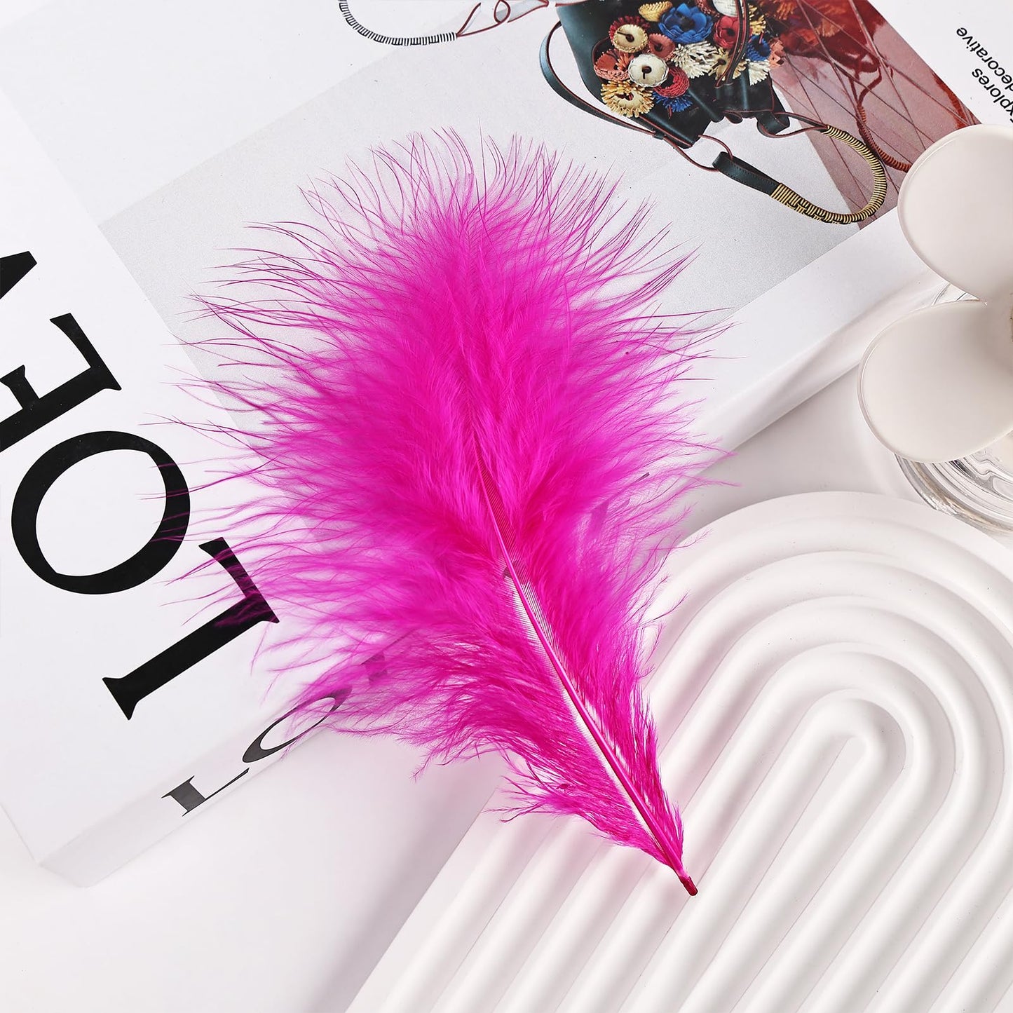 Fluffy Turkey Marabou Feathers 100pcs for Craft Dream Catcher Decoration - 4-7Inches Natural Feathers (Green) BST220