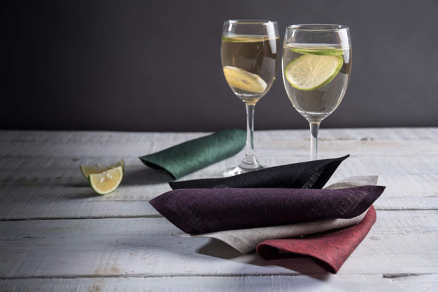 Solino Home 100% Linen Cocktail Napkins Black, Athena 6 x 6 in, Set of 12 | Small Cloth Napkins for cocktails, beverages, coasters and appetizer serving, Chambray Black, Pure Linen, OEKO-TEX Certified BST326SOLH