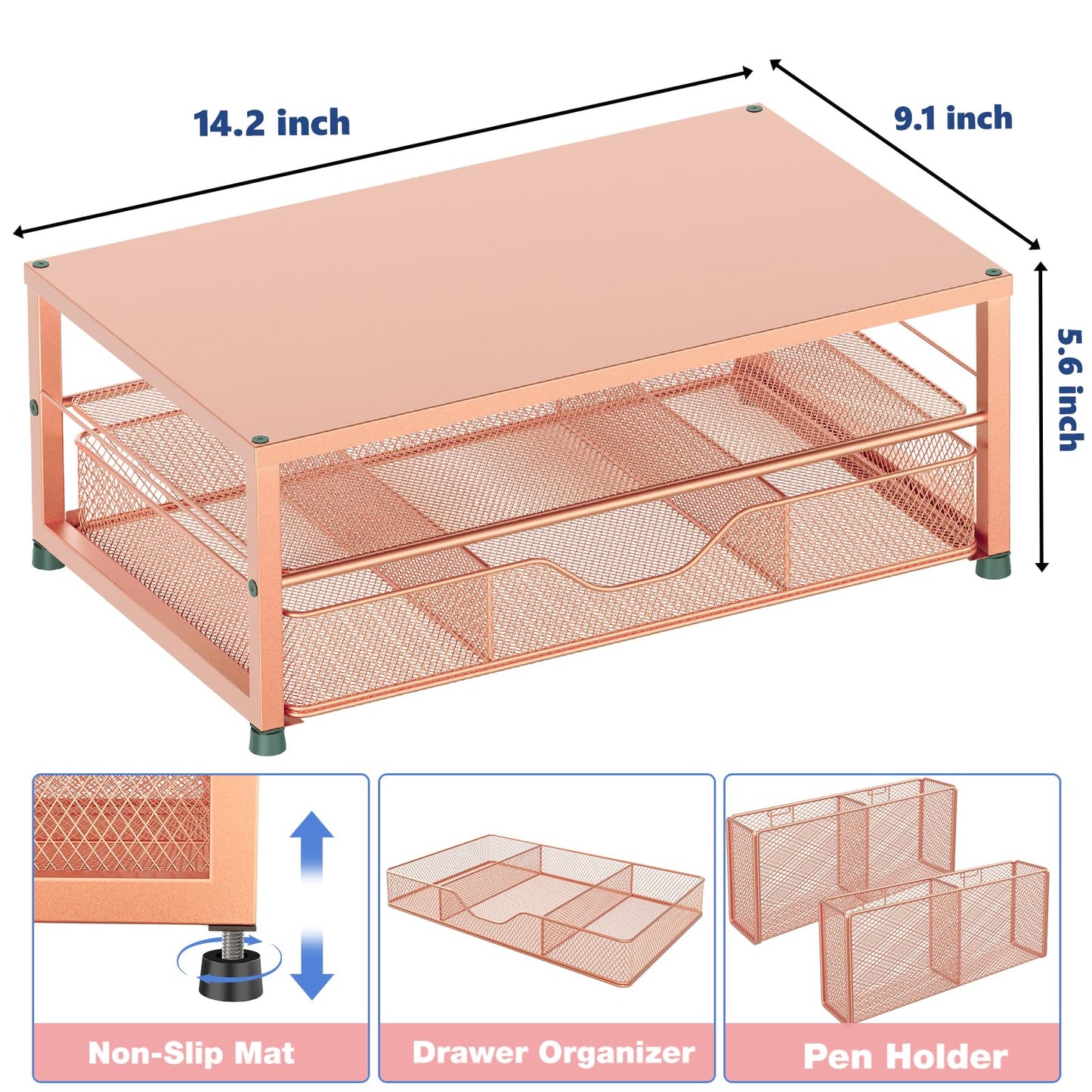 OPNICE Desk Organizers and Accessories, 2-Tier Computer Monitor Stand Riser N29