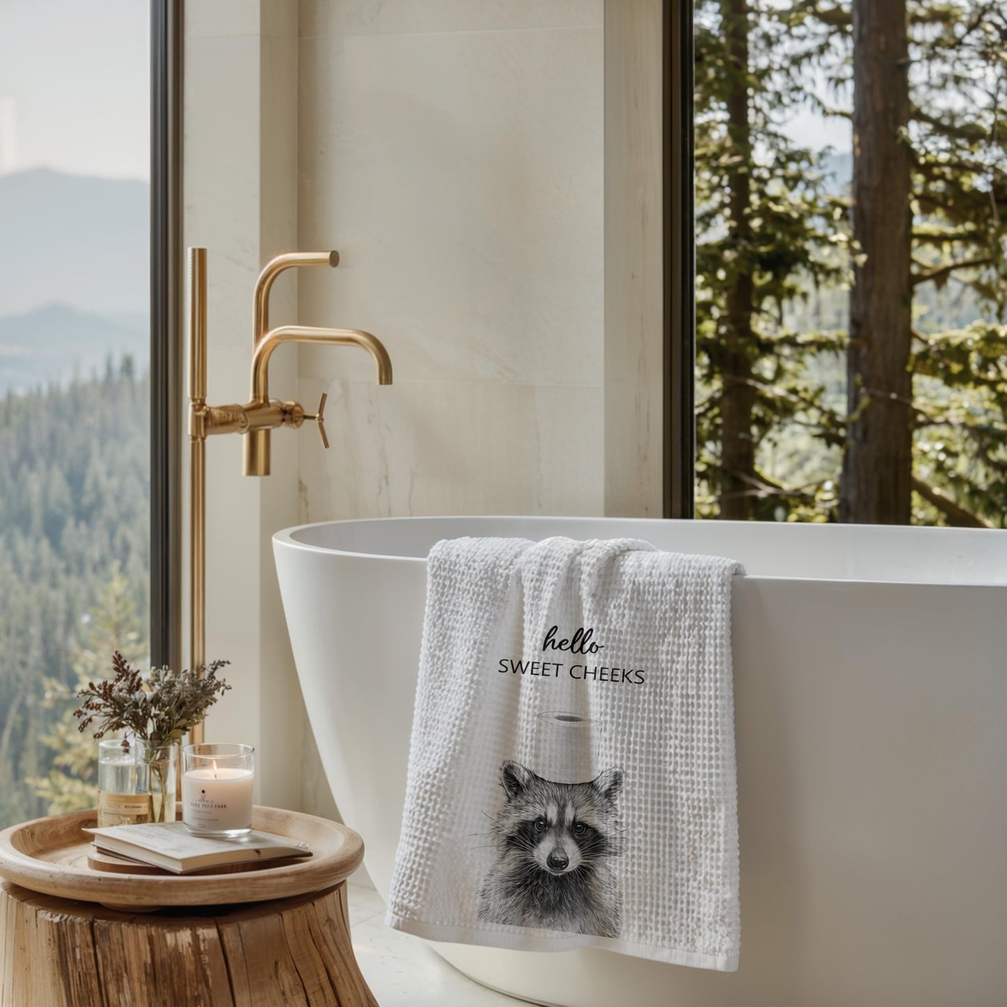 Funny Bear Bathroom Hand Towels Set of 2, Hello Sweet Bear Bathroom Decor, Funny Wild Animal Hand Towels for Washroom Restroom Decor, 16x24 Inch BST326L