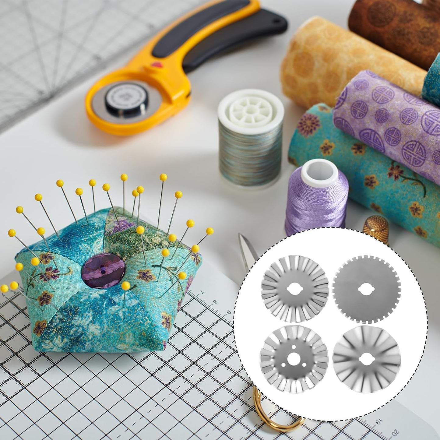6 Pcs Rotary Cutter Blades, Rotary Cutter Blades 45mm for Quilting Rotary Blades Refill Rotary Cutter Replacement Blades for Crafts Sewing Quilting Projects BST220