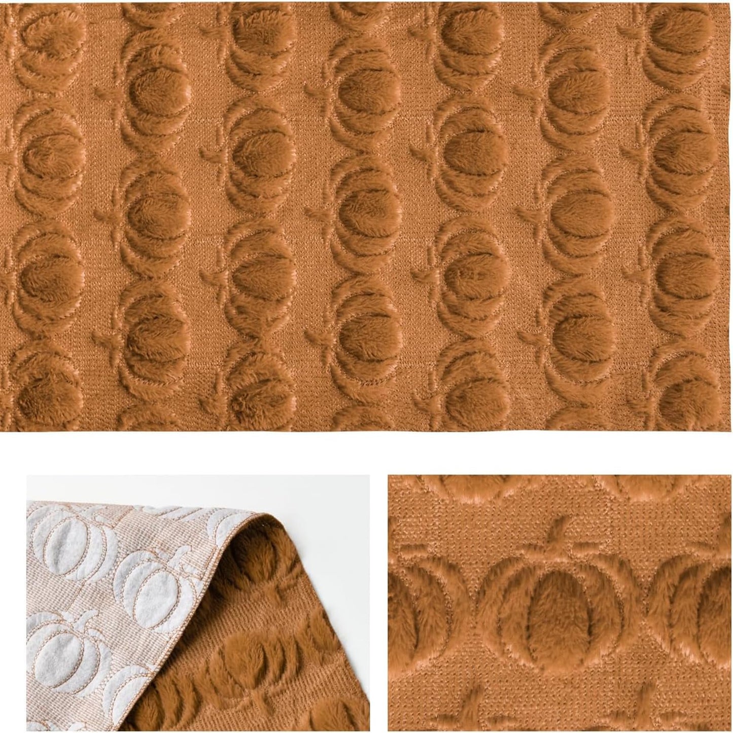 Halloween Pumpkin Table Runner Quilted Plush 3D Table Runners Fall Autumn Ivory Halloween Runners for Tables Kitchen Dining Decorations Party Supplies 13x37 Inch WN420
