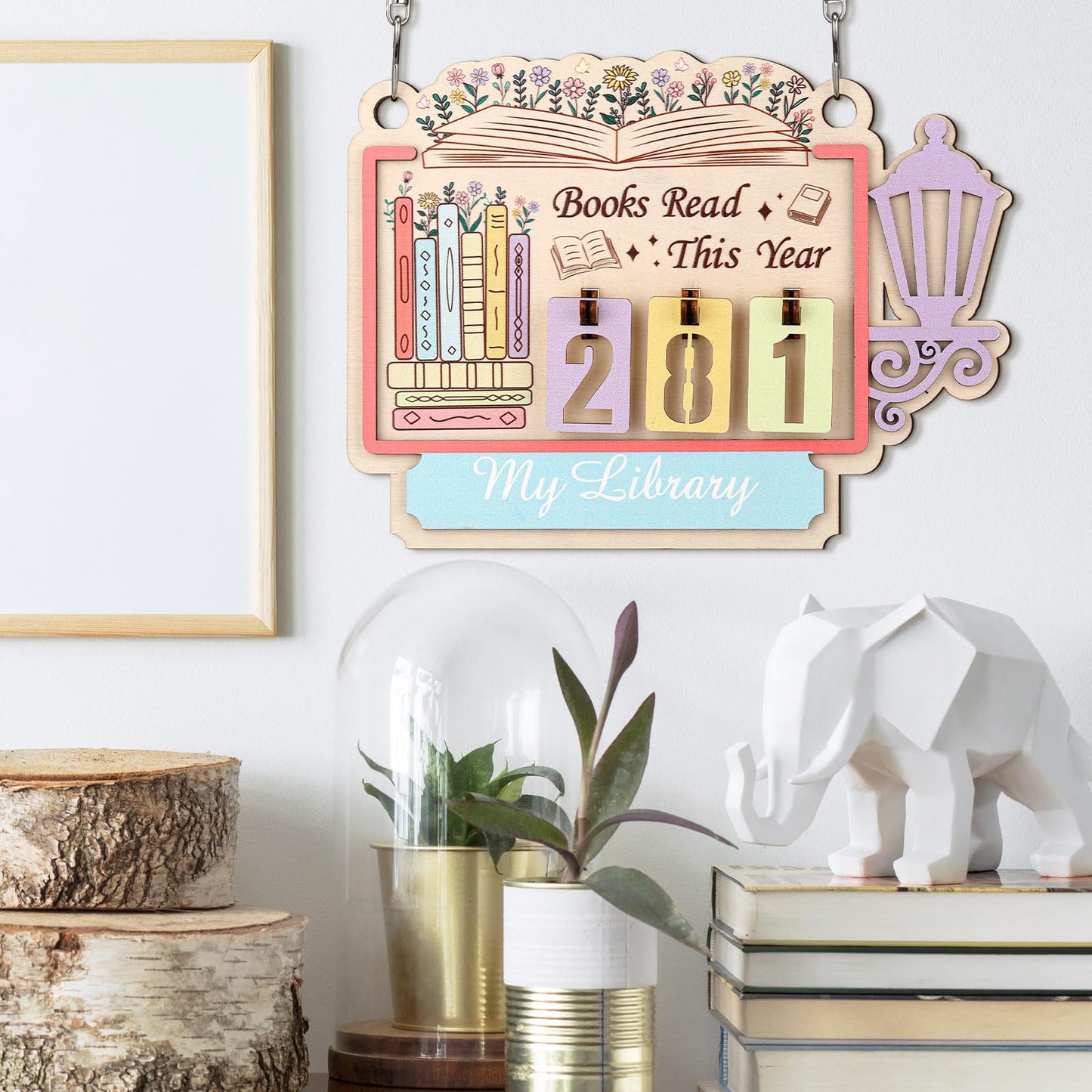 AceOrbit Back to School Books Read This Year Counter Constellation Stack of Books Read Tracker Wooden Hanging Book Counter Sign Astrology Bookshelf Decor Challenge Bookish Gifts for Book Lover Teacher BST202