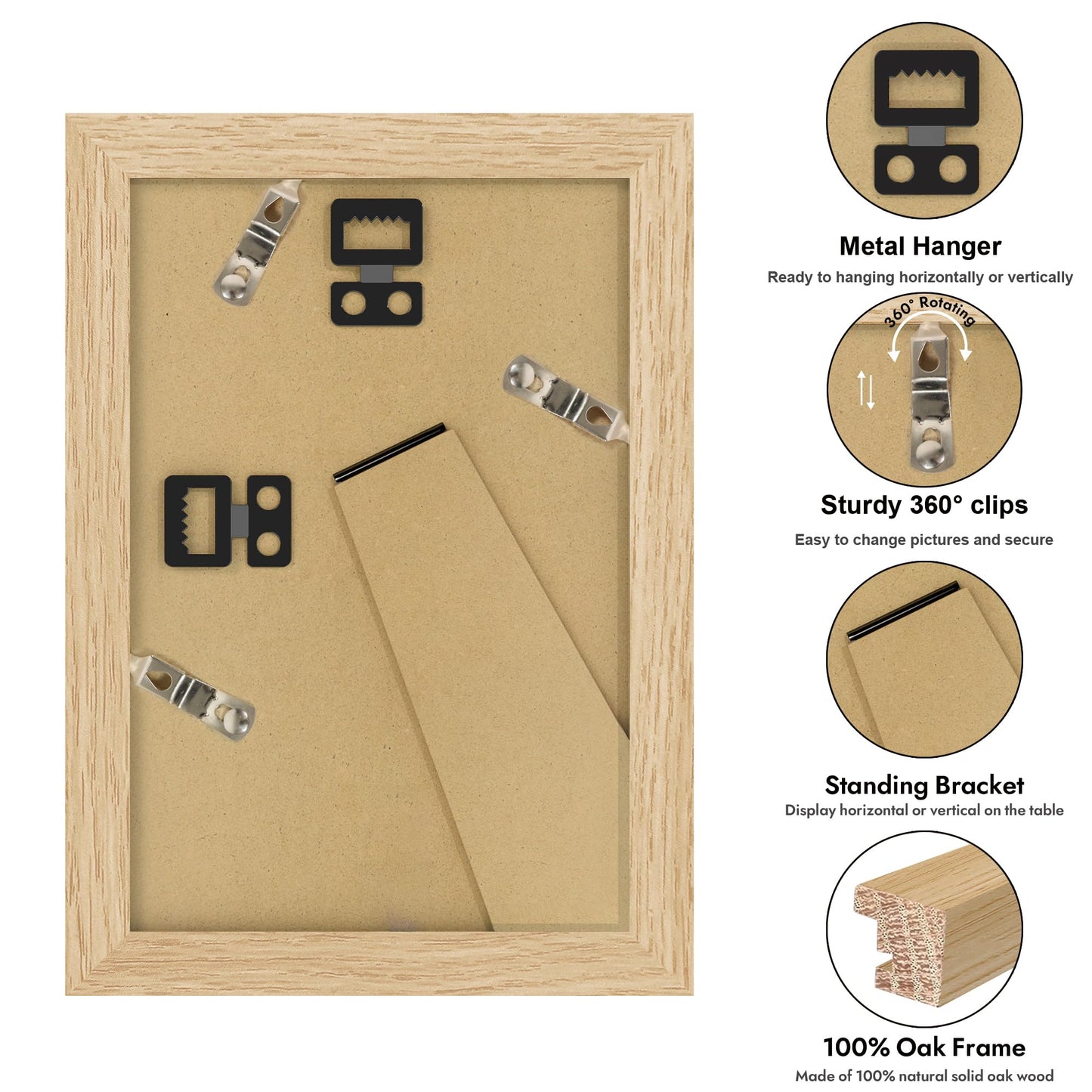 YESKAY 12x16 Picture Frame - 12 x 16 Photo Frame Made of Solid Oak Wood and Real Glass,Display Picture 4 Opening 5x7 with Mat or 12x16 Without Mat for Wall Mounting(Color Walnut) BST326H
