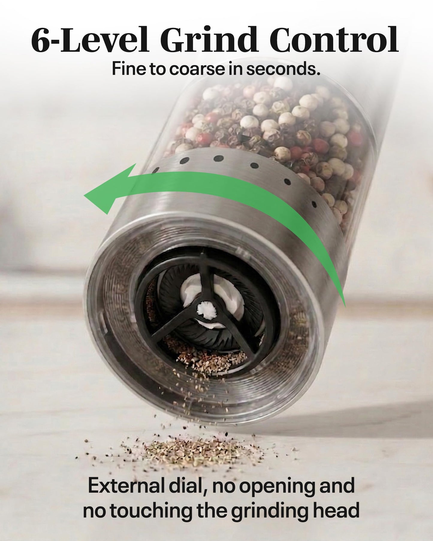 Electric Salt and Pepper Grinder Set - Black 2 Pack Battery Operated Mills with 95ml Large Capacity, Adjustable Coarseness, Built-in LED Light, Automatic Salt & Pepper Shakers for Kitchen BST220