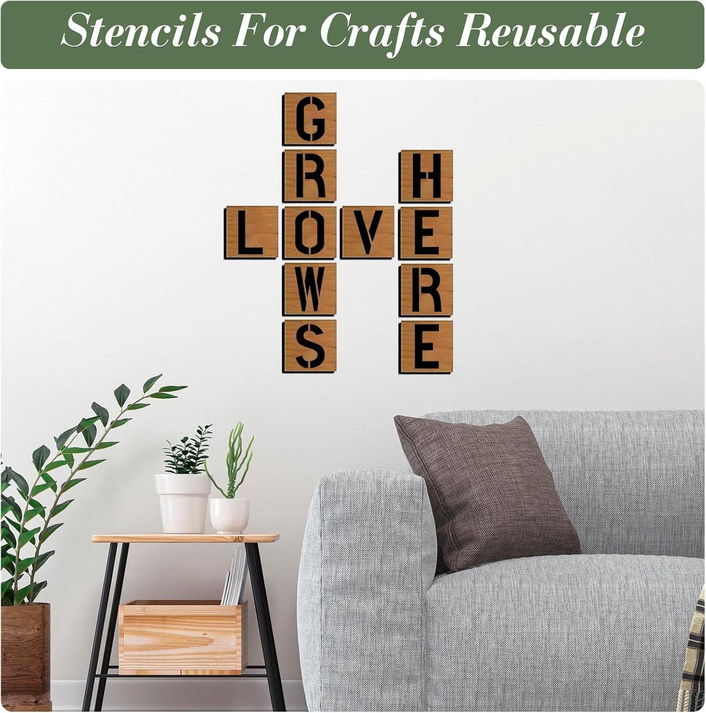 Letter Stencils for Crafts Reusable 42Pcs Number Stencils(5 Inch Font) | DIY Art Painting Stencil Furniture Decor Kit for Wood Embroidery Wall Silk Screen Journaling BST202