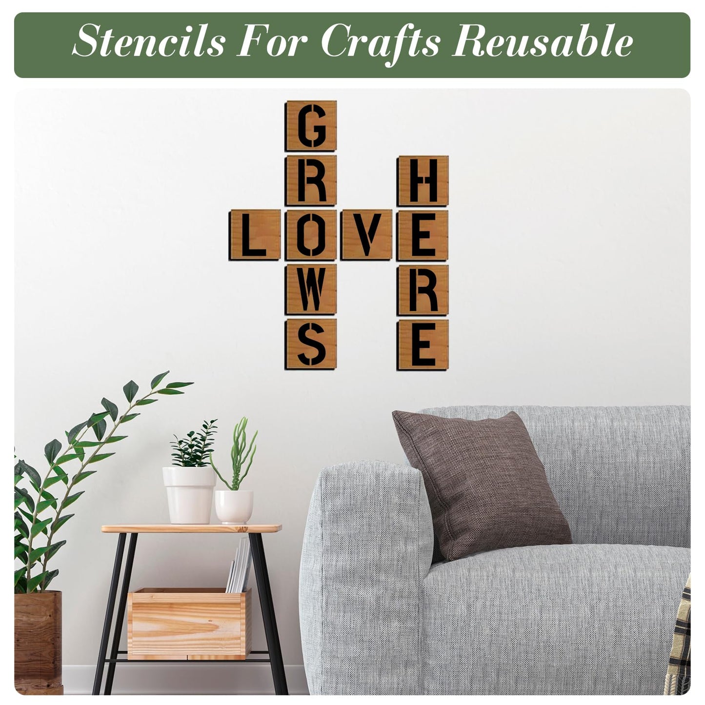 Letter Stencils for Crafts Reusable 42Pcs Number Stencils(5 Inch Font) | DIY Art Painting Stencil Furniture Decor Kit for Wood Embroidery Wall Silk Screen Journaling BST202