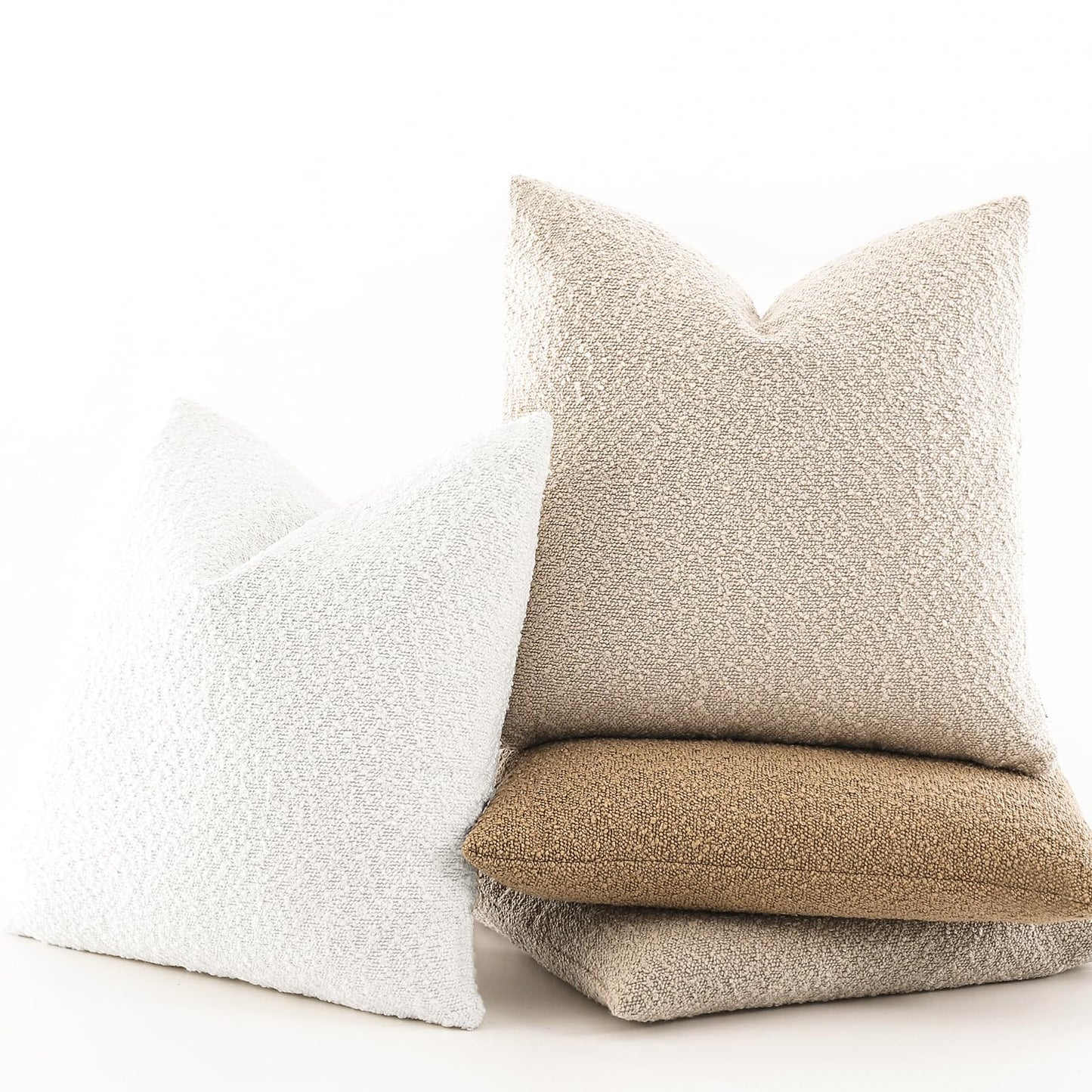 18x18 Boucle Throw Pillow Covers, Set of 2, Camel BST202