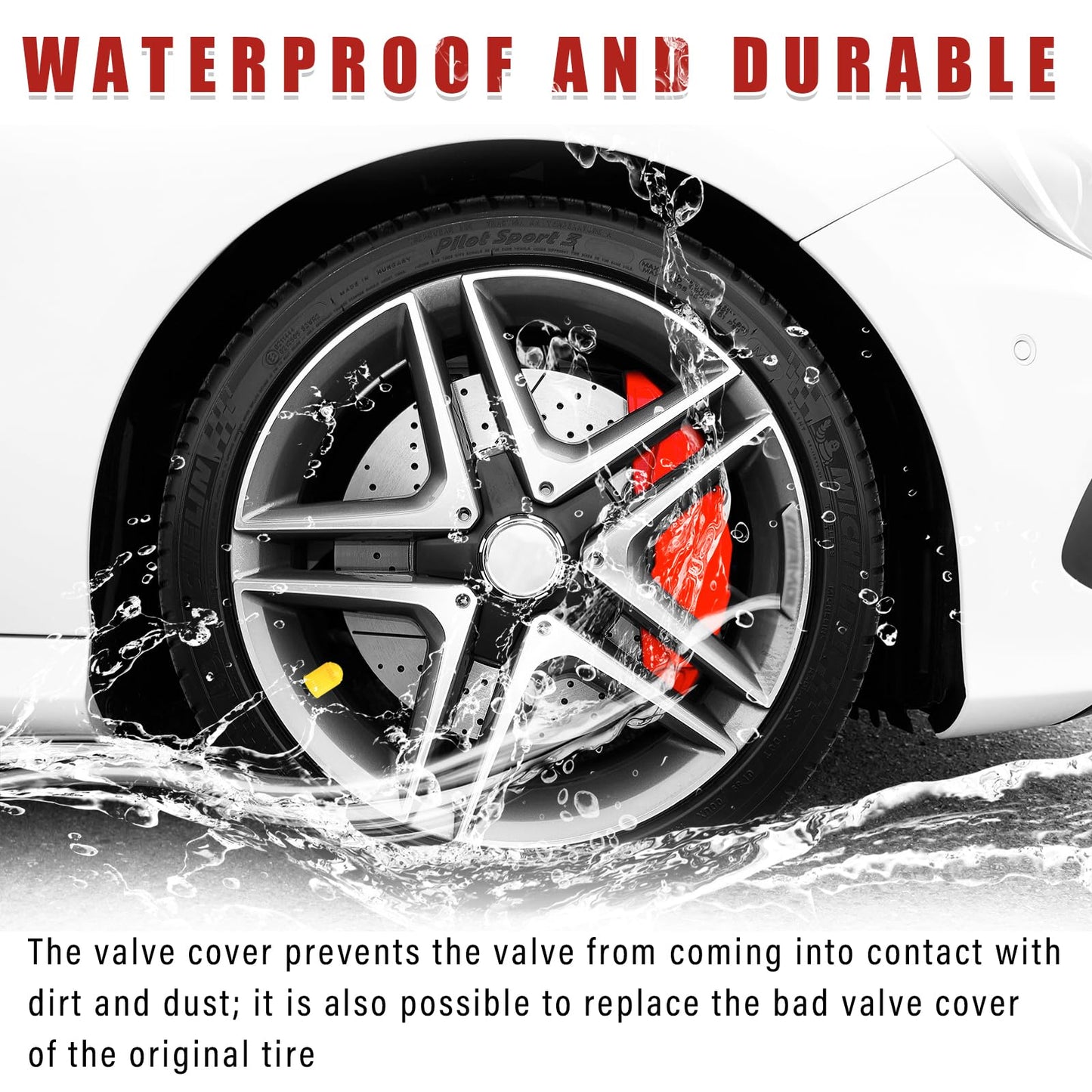Ziciner 25 PCS Tire Valve Stem Caps, Plastic Car Tyre Valve Cap with O Rubber Seal, Dustproof Airtight Seal Wheel Stem Covers, Universal Accessories for Cars, SUVs, Bicycles,Trucks (Red) WN420