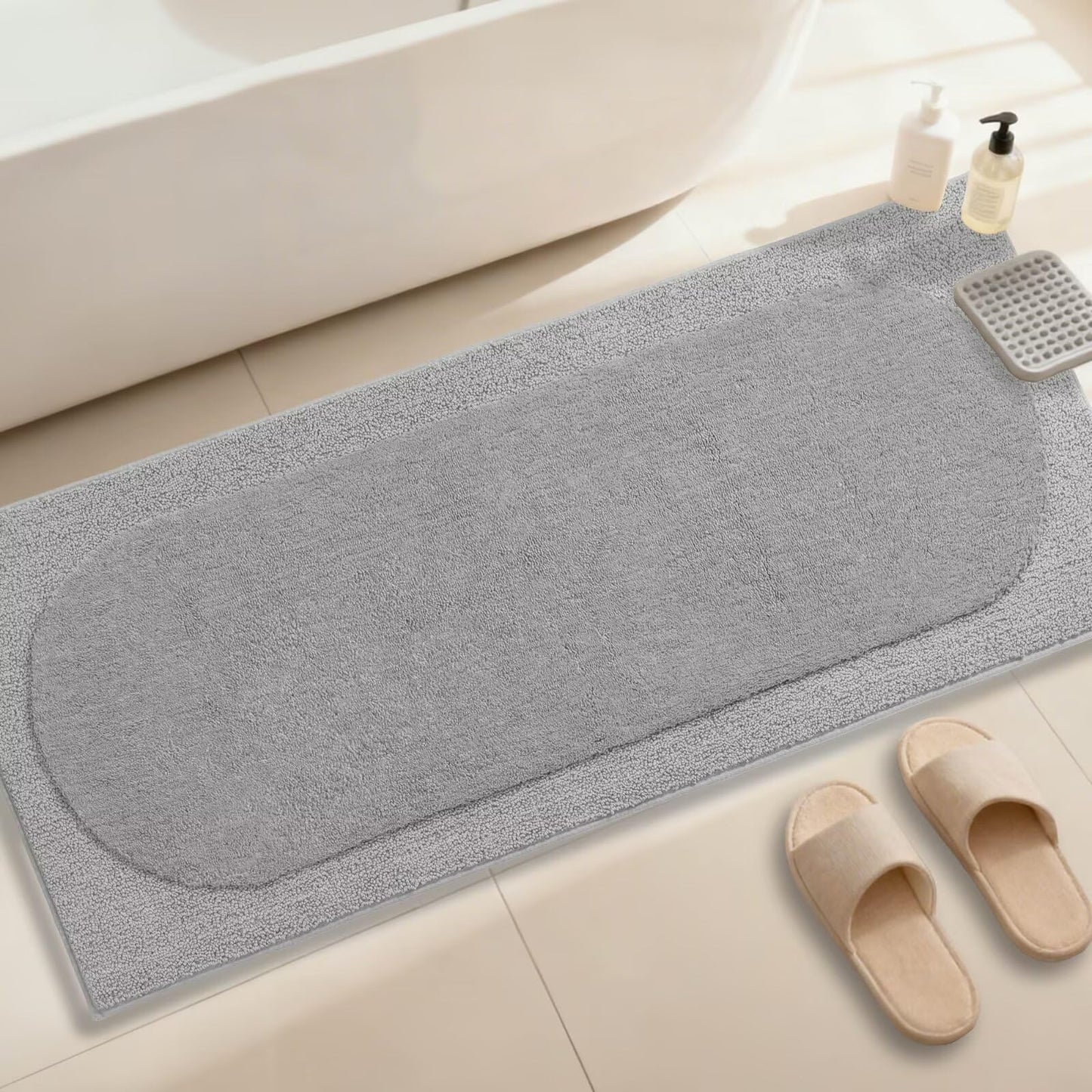 DEXDE Bathroom Rugs Non-Slip Mat for Bathroom Floor Shower,24x16 Beige | Thick Soft Absorbent Bath Mat, Quick Dry Microfiber Rug, Machine Washable Shower Floor Bathroom Mat Home Decor Accessories BST220