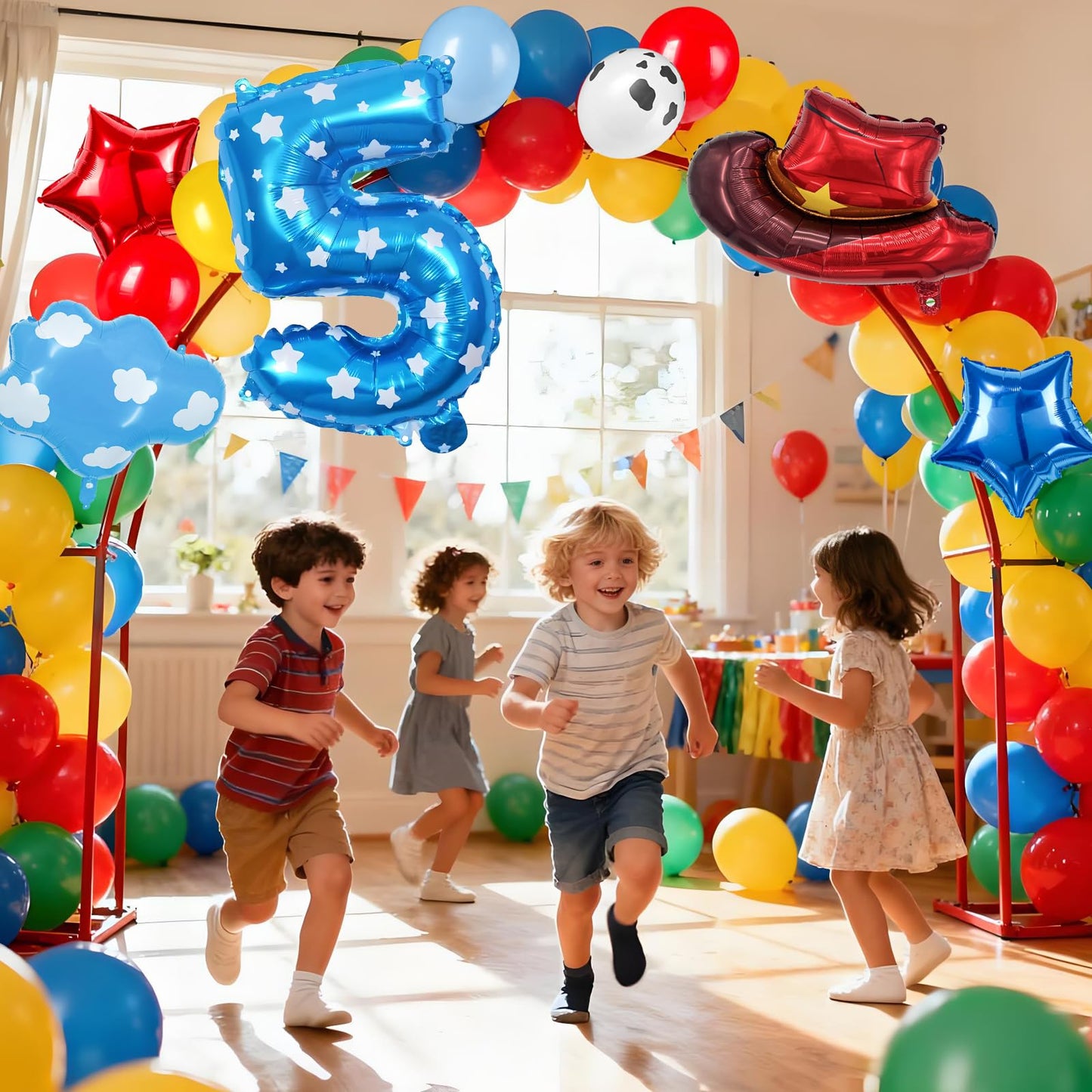 11-Pack Cowboy Theme Balloon Set, Farm Theme Decorations, Balloons with Hats and Clouds, Boys and Girls Birthday Party Supplies (1) BST202