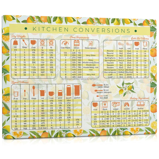 SwiftCube Air Fryer Magnetic Cheat Sheets, Multicooker Cheat Sheet Recipe Magnets, with Cooking Temperature, Time & Size Chart Conversion Measurement, Orange-Lemon Kitchen Decor, 8.5"x11" Citrus Dream BST220