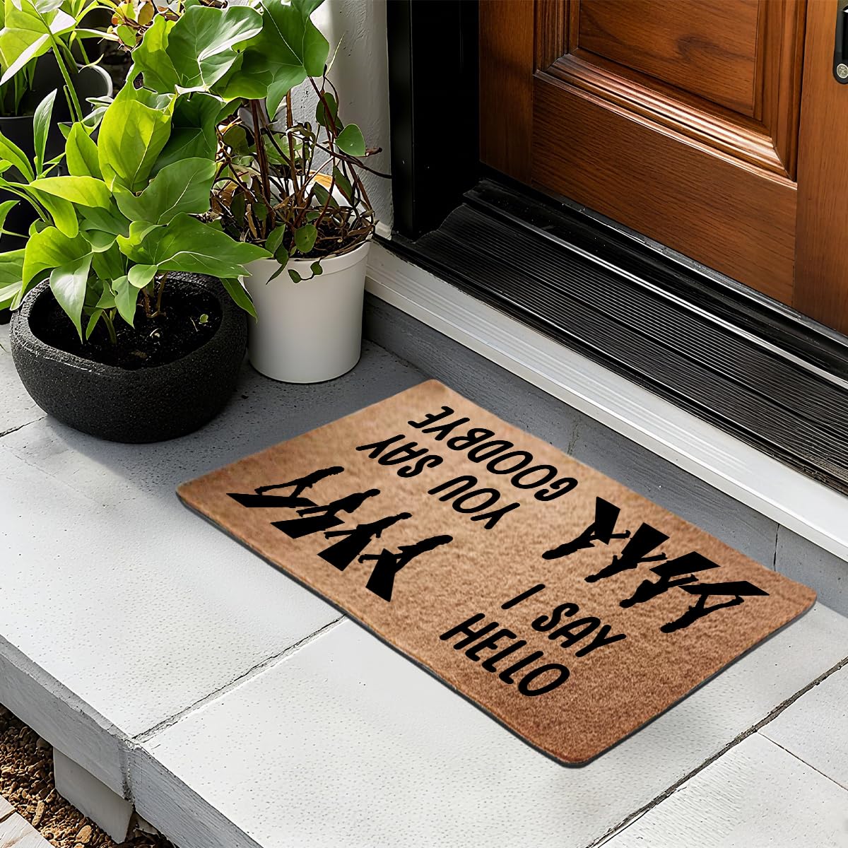 Funny Cat Door Mat 18x30 Inch, Faux Coco Coir Doormat with Non-Slip PVC Backing, Cats Printed Welcome Mat for Outdoor Indoor Entryway Porch Home Kitchen Patio, Cat Lover Gifts for Women Mom BST202