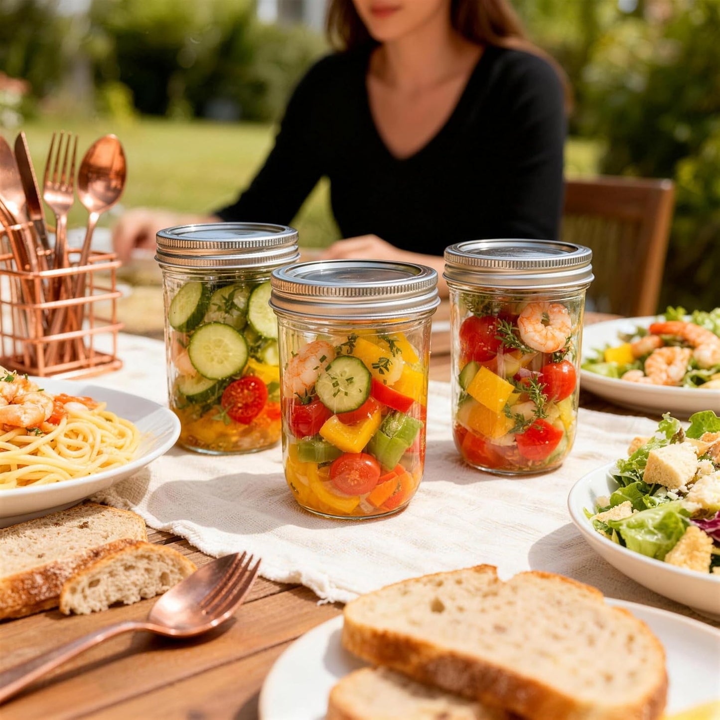 16 oz Mason Jars with Airtight Metal Lids & Bands [8 Pack], Multi-Use Storage Jars for Fermenting, Pickling, Freezing, Preserving, Meal Prep & Home Décor (500ml 16oz) WN420