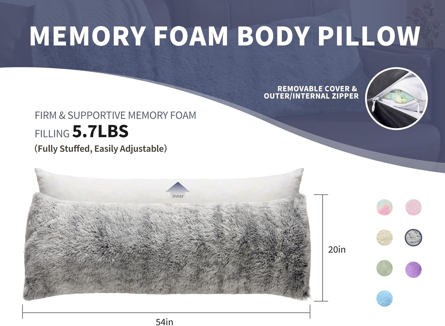 WSOFRLAC Fluffy Full Body Pillow for Adults 20x54 93