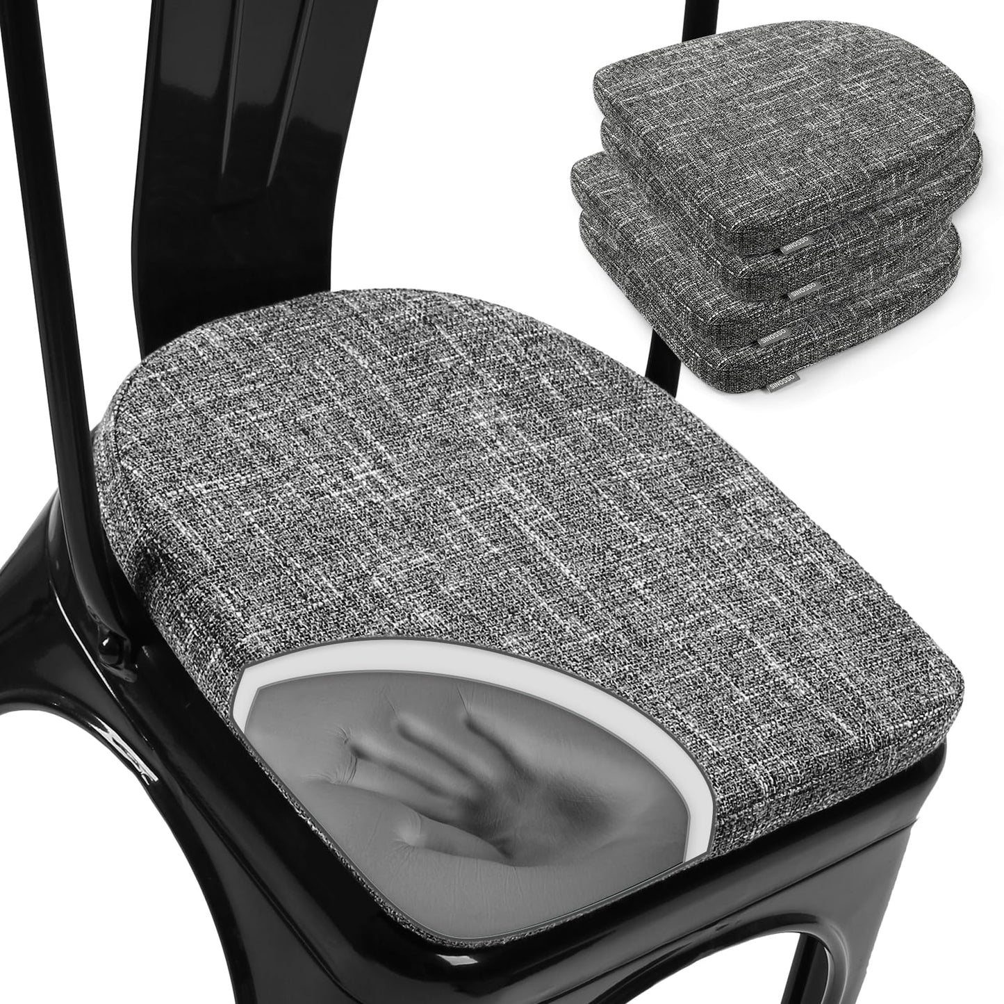 SINOSSO Memory Foam Bar Stool Cushions 4 Pcs, Modern Interwoven Style Magnetic Small Chair Pads Use for Cafe Bistro Stackable Metal Stool (Square, Red, 4) BST220