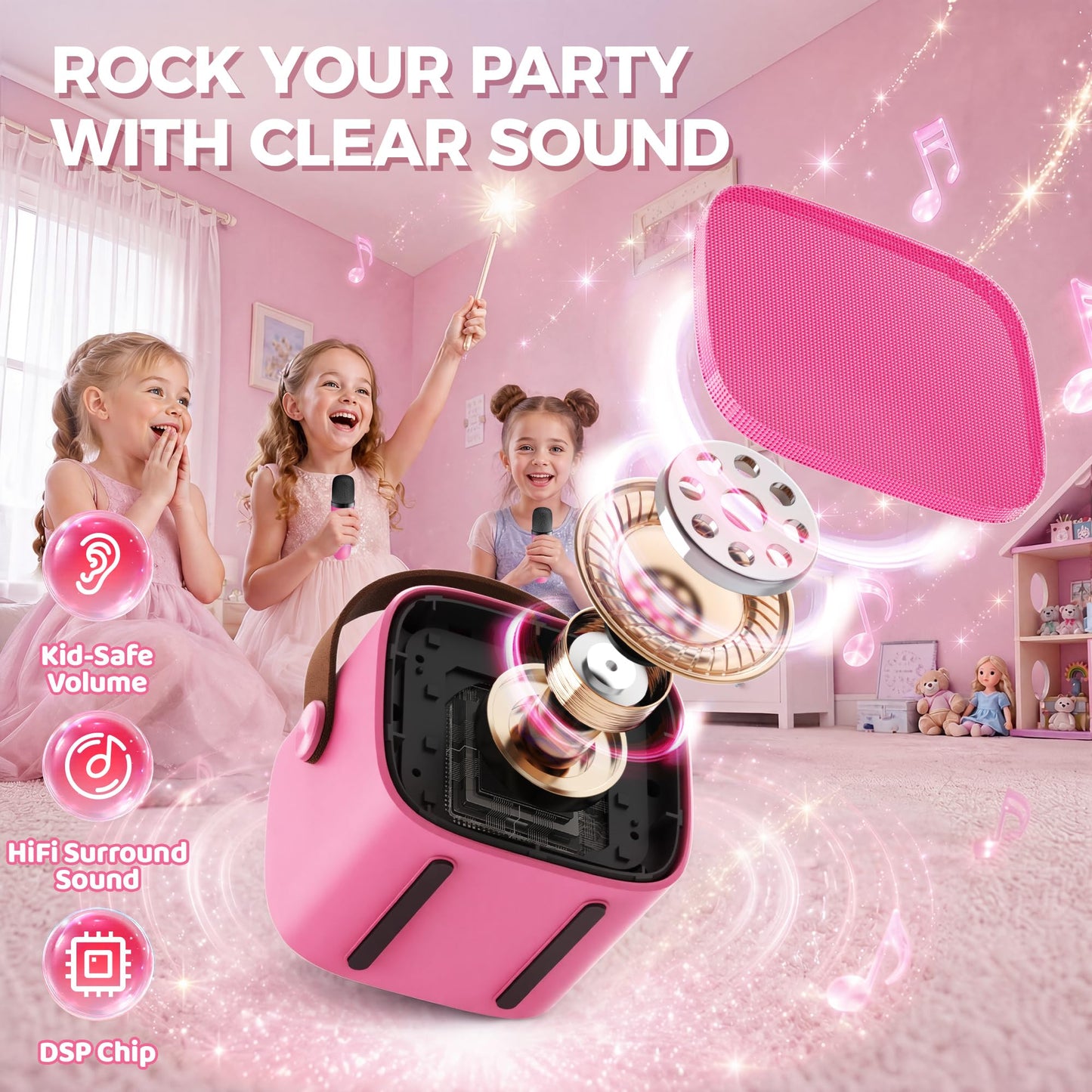 YLL Karaoke Machine for Kids, Portable Mini Speaker with 2 Wireless Microphones, TOP Kids Gifts for Girls Ages 3, 4, 5, 6, 7, 8, 9, 10+ Years Old, 4-12th Birthday Singing Present Toy Party (Purple)