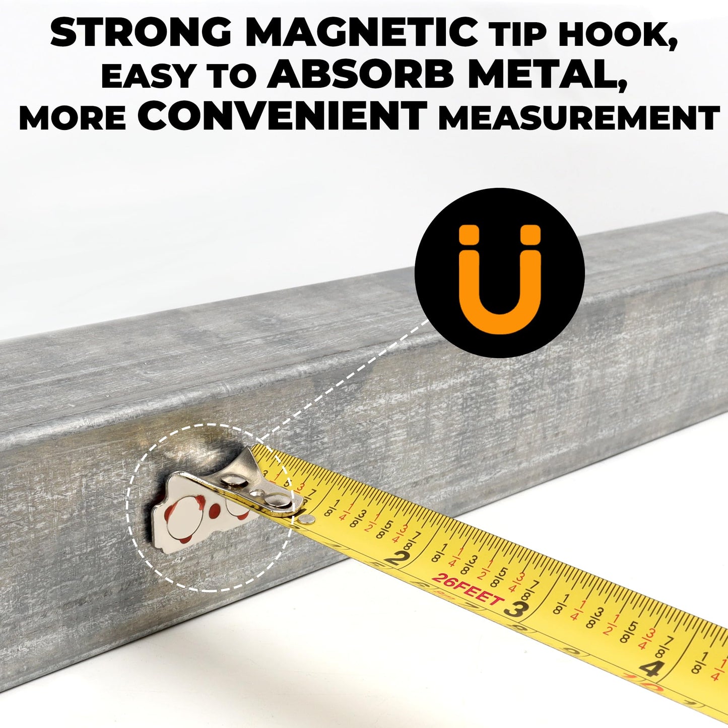 MulWark 25ft Metric Tape Measure, Measuring Tape Retractable, Easy Read Measurement Tape Both-Side Metal Blade, Magnetic Hook & Shockproof Case for Construction, Carpenter, Architect, Woodworking
