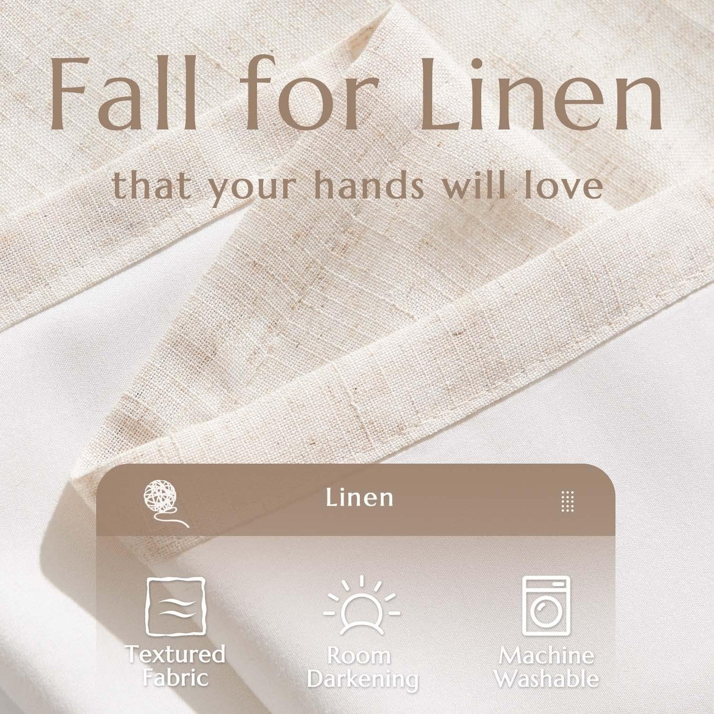 jinchan Room Darkening Curtains 90 Inch Length 2 Panels Set Linen Lined Curtains for Living Room Bedroom Farmhouse Grommet Thermal Insulated Drapes Light Locking for Door Window 50x90 Inch