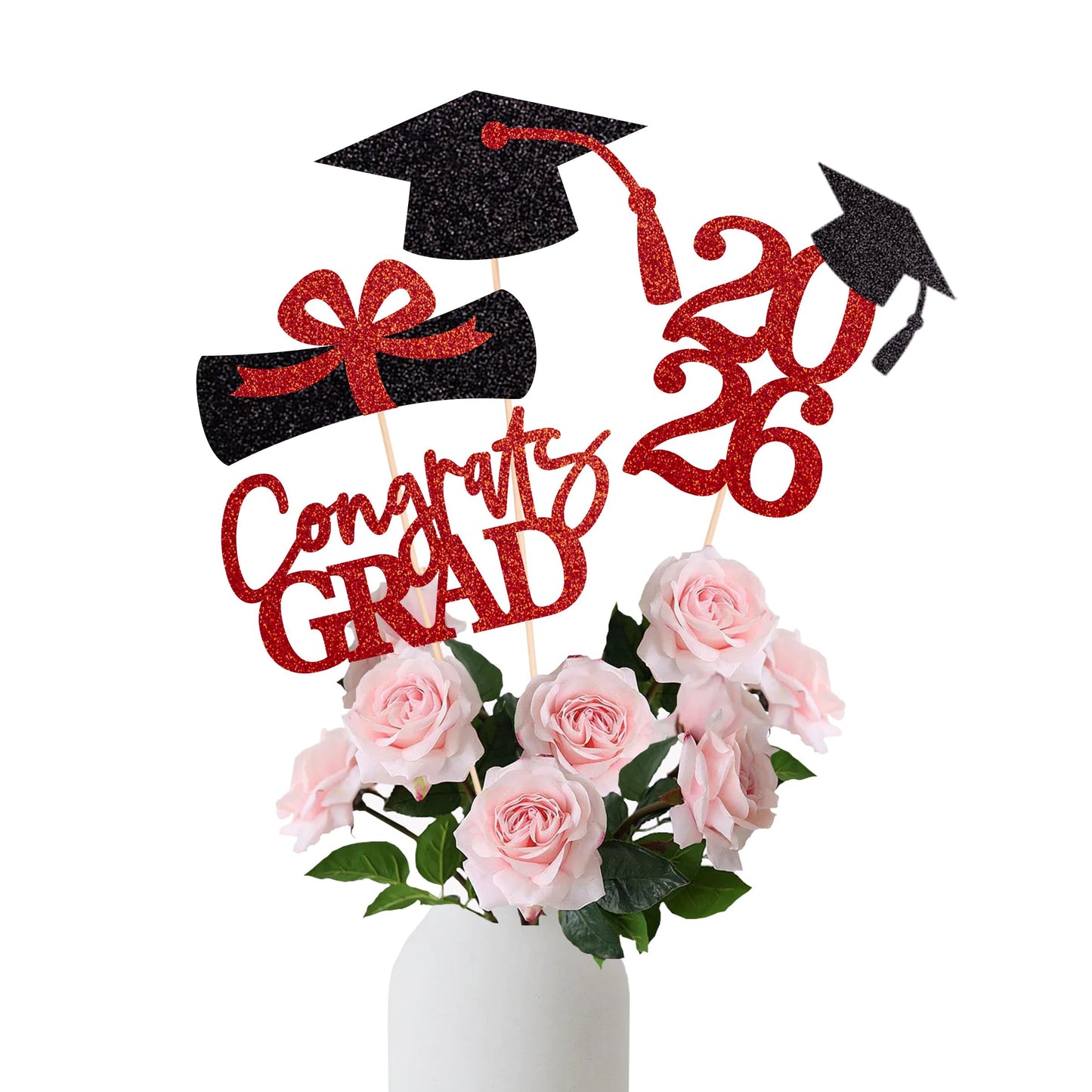 Graduation Centerpieces Class of 2026, 16 PCS Red Blue Double-Sided Table Toppers, Congrats Grad Party Decorations Supplies (Set of 4 Designs) WN420