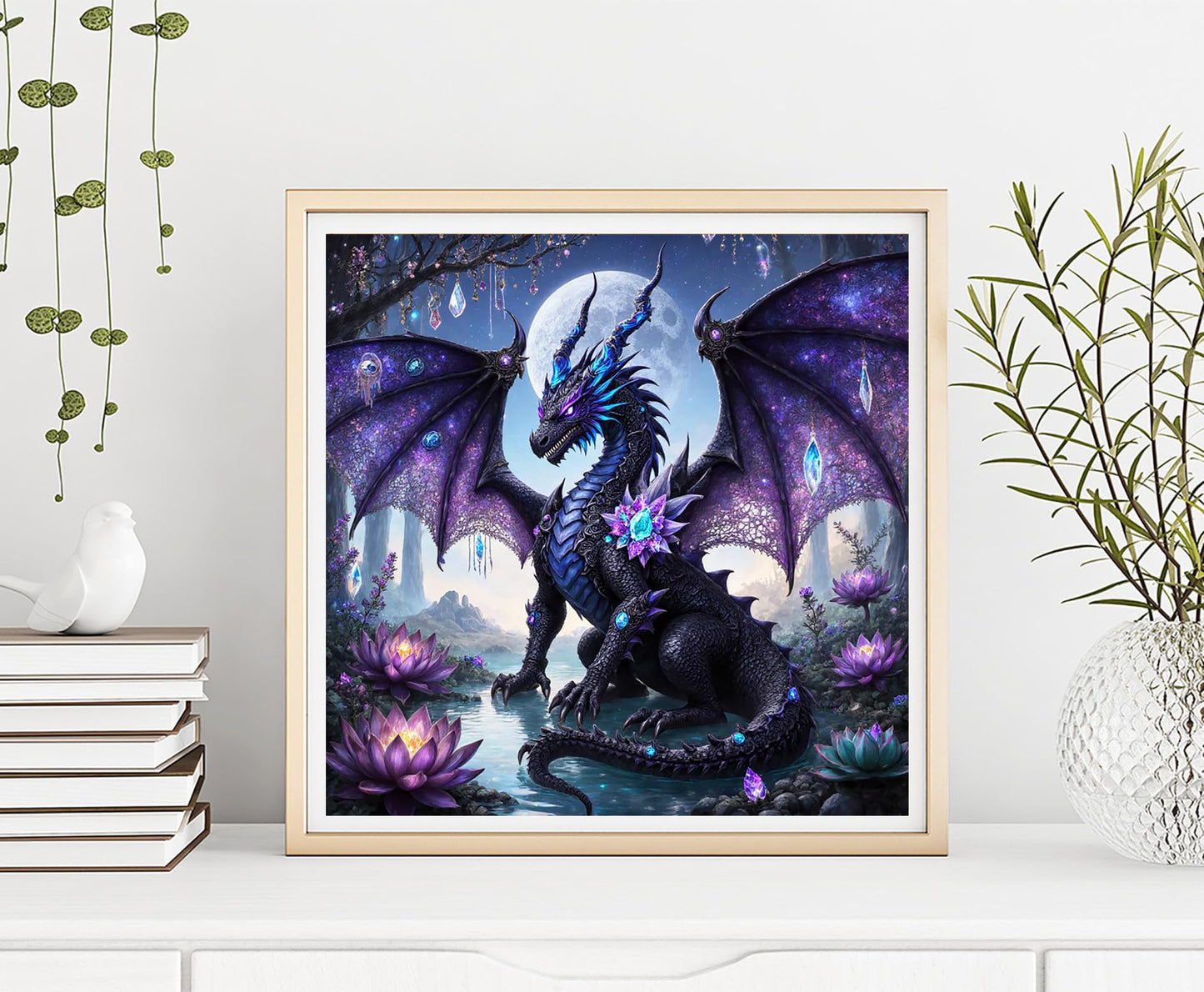 Diymood DIY 5D Diamond Art Painting Dragon Kits for Adults, Paint with Diamond Art Animal Full Drill Round Canvas Embroidery Mosaic Beginner Home Wall Decor Gift 12x12 inch C20 BST220
