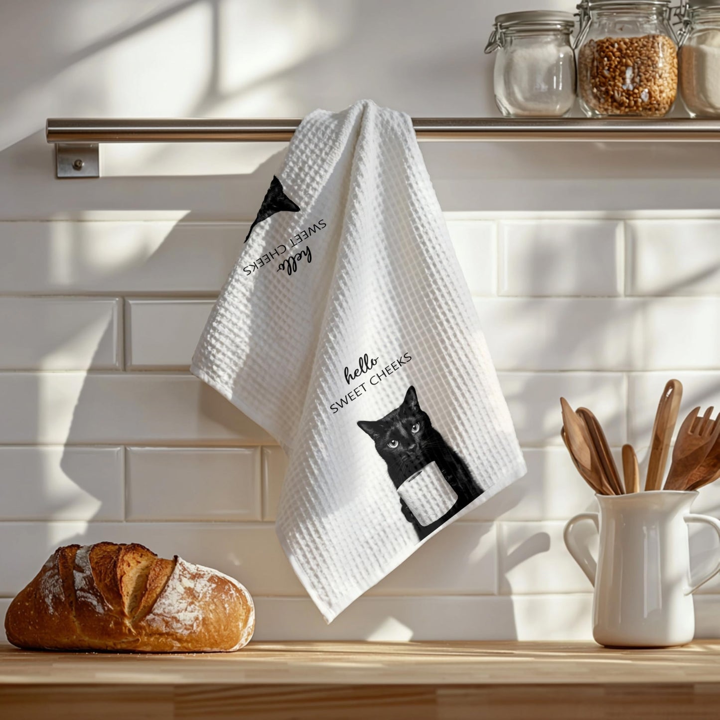 Funny Bear Bathroom Hand Towels Set of 2, Hello Sweet Bear Bathroom Decor, Funny Wild Animal Hand Towels for Washroom Restroom Decor, 16x24 Inch BST326L