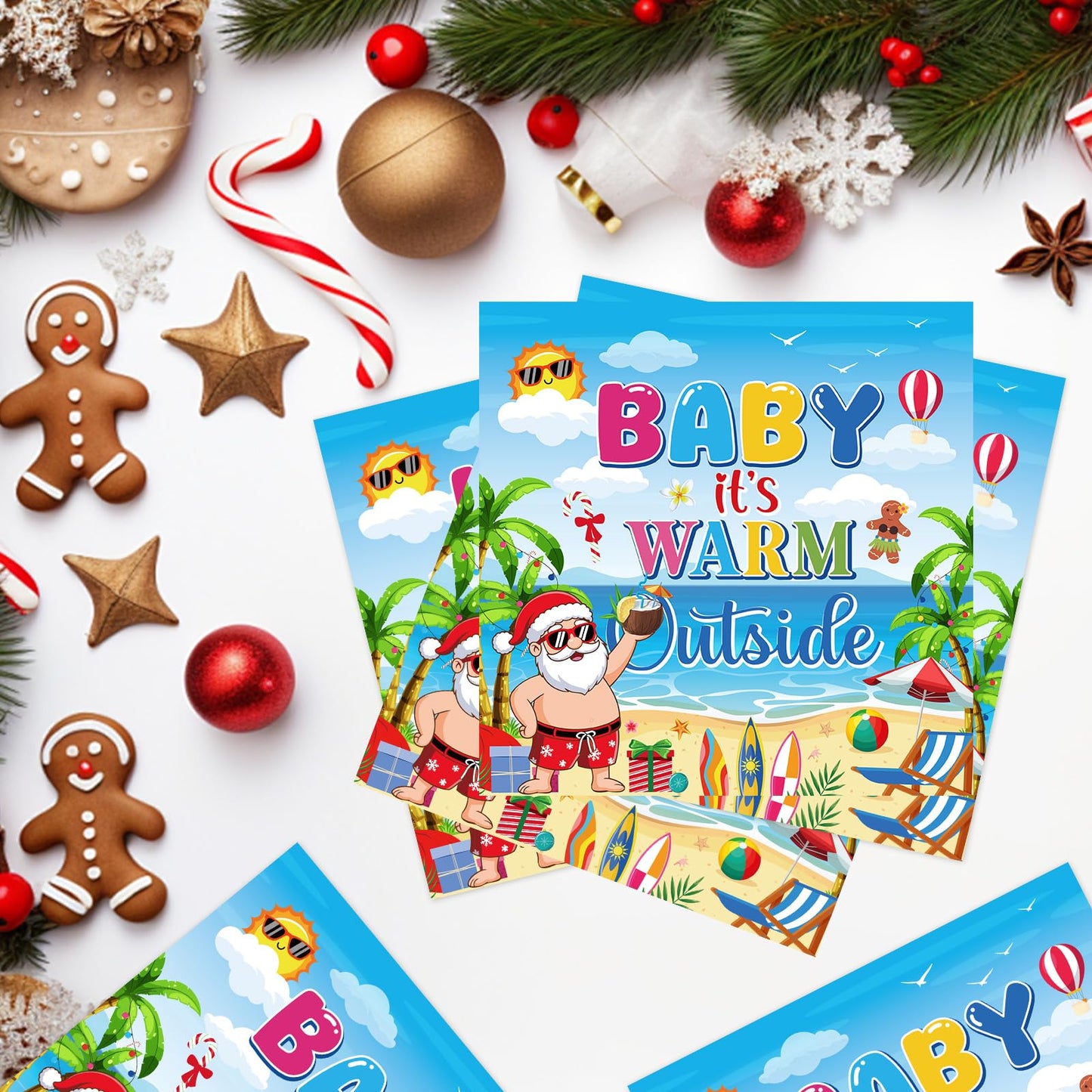 Gameza July Christmas Party Decorations, 50PCS There's Some Hohoho's in July Disposable Paper Napkins Decoration, Summer Xmas Beach Napkins Decor Supplies BST220
