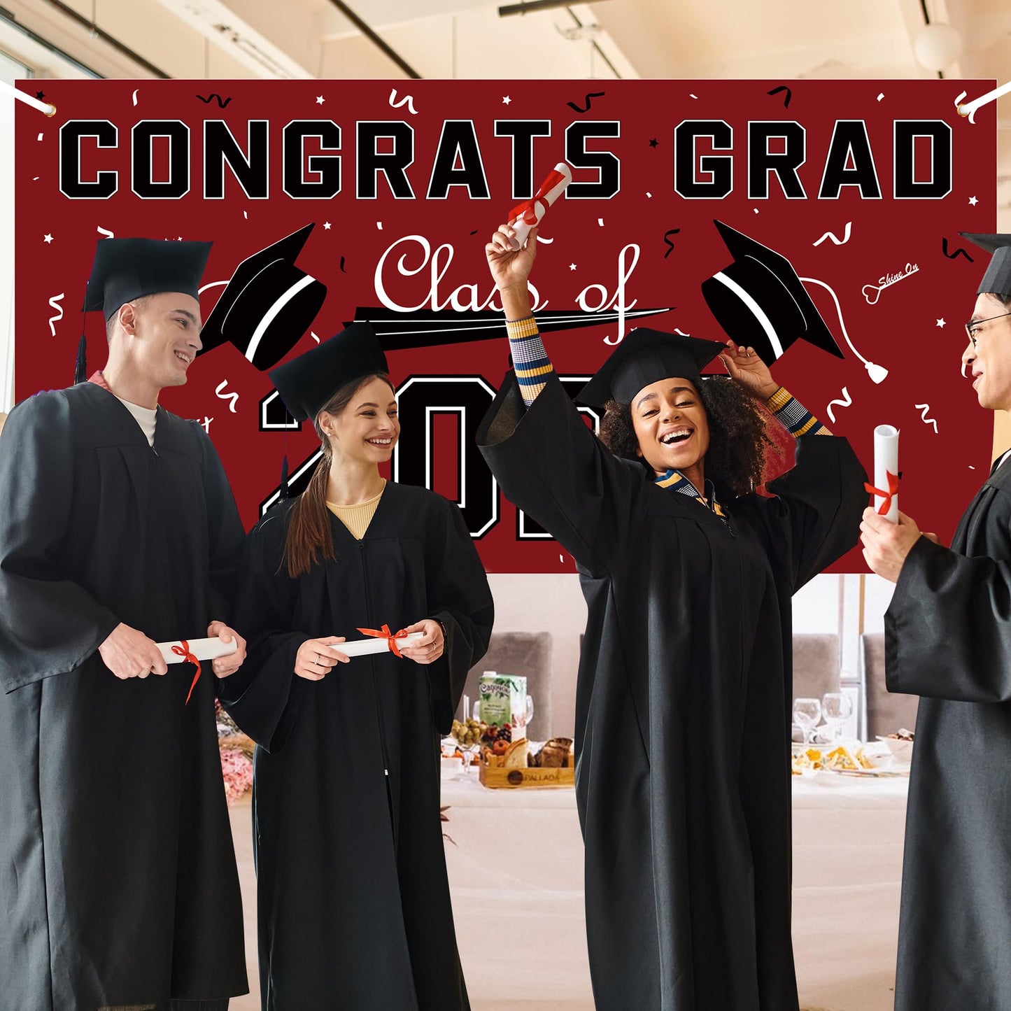 Graduation Decorations 2026 2027 - Red Polyester Graduation Backdrop - Graduation Party Decorations - Congrats Grad Banner - Graduation Decorations Class of 2026,Graduation Party Favors Supplies Yard Sign WN420