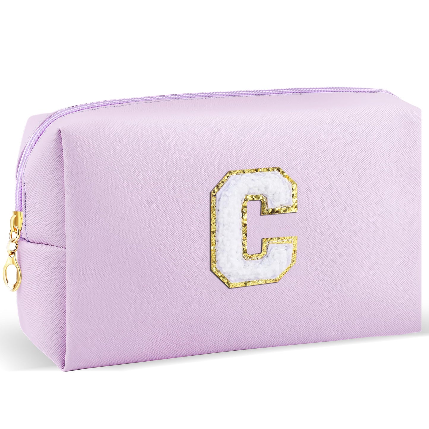 URSKYTOUS Gifts for Girls Initial Makeup Bag Personalized Cosmetic Bag with Zipper Cute Travel Toiletry Bag Waterproof PU Preppy Makeup Pouch Birthday Gift for Teen Girls Women(Blue P) BST326L