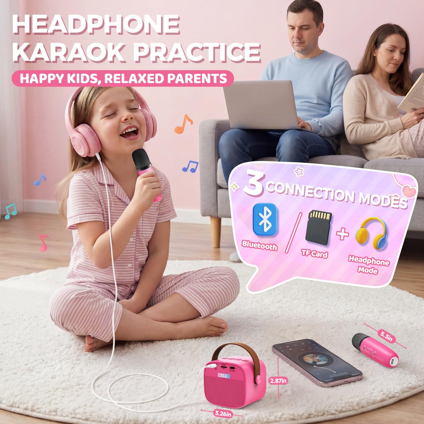 YLL Karaoke Machine for Kids, Portable Mini Speaker with 2 Wireless Microphones, TOP Kids Gifts for Girls Ages 3, 4, 5, 6, 7, 8, 9, 10+ Years Old, 4-12th Birthday Singing Present Toy Party (Purple)