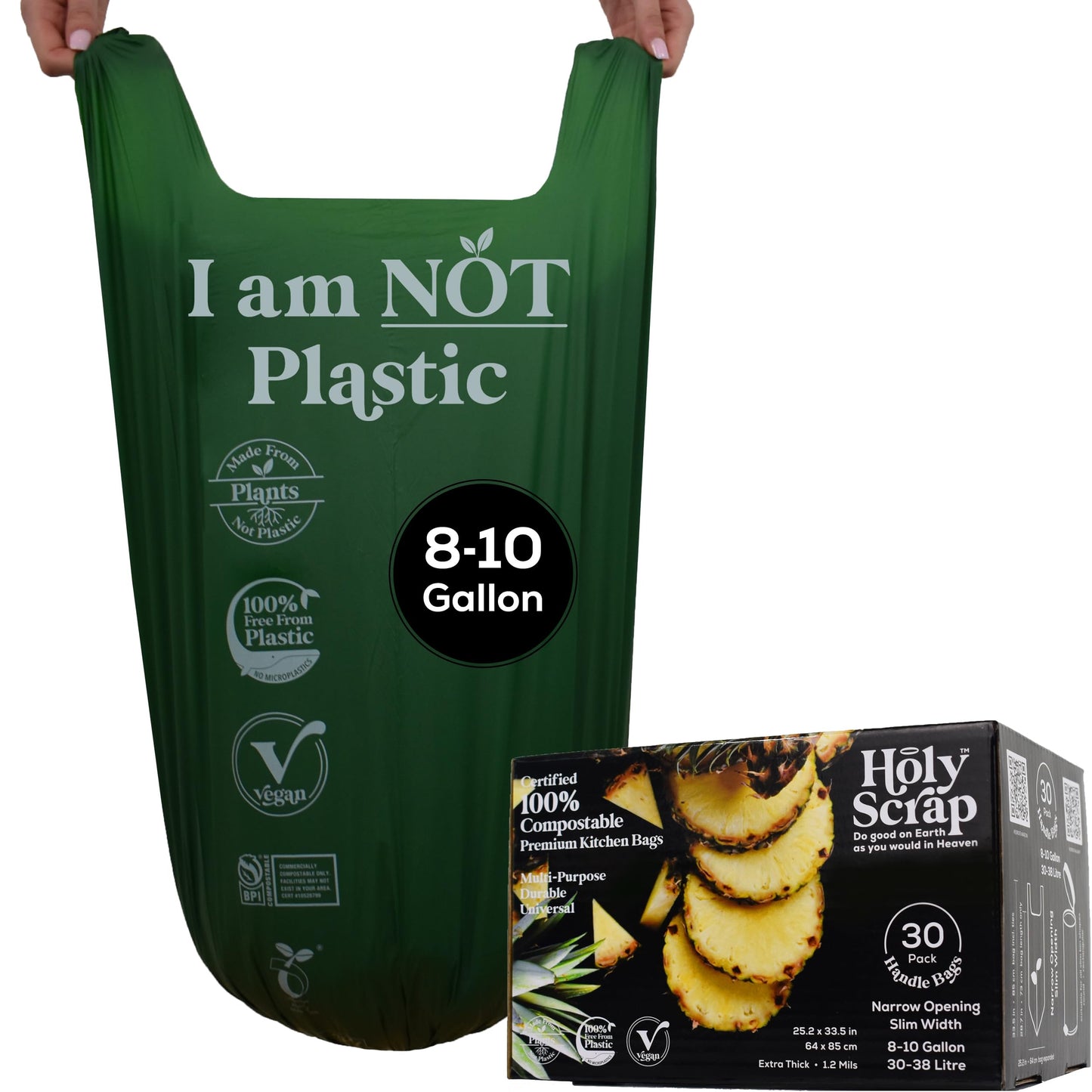 Small Compostable Trash Bags - 2.6 Gallon, 100 Pack, 100% Plastic-Free Decomposing Kitchen Food Waste Trash Can Bags & Liners, Thick Countertop Garbage, Bathroom & Bio Bin Bags