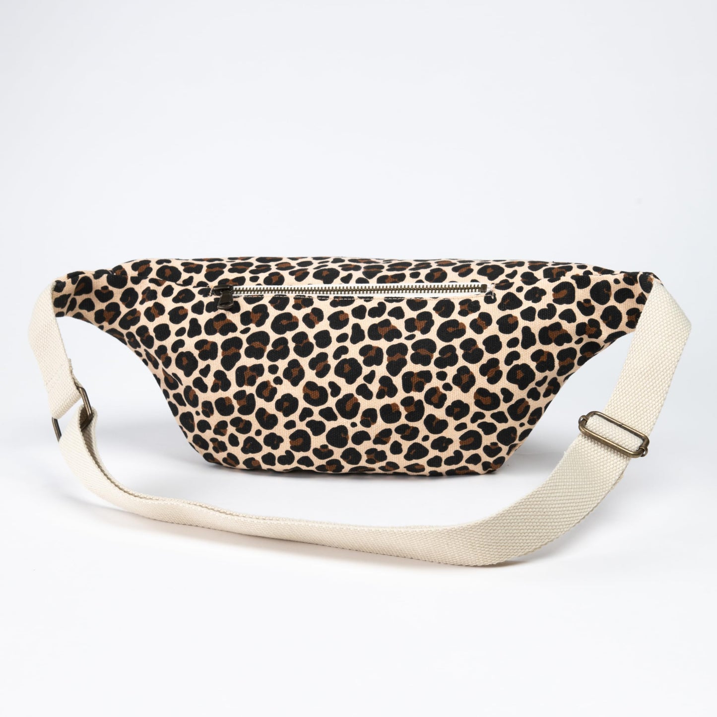 The Peacock Crew Spacious Leopard Print Crossbody Belt Bag in Cotton Canvas – Lightweight Comfortable & Elegant Sling Pouch Travel Safe Design & Daily Use – Dual Zippers Fanny Pack for Men & Women BST220