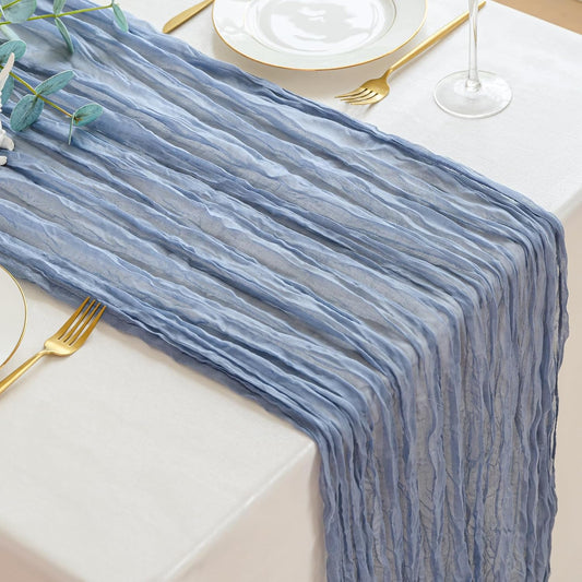 Dusty Blue Cheesecloth Table Runner Fall Autumn Decor 10ft Table Cloth for Wedding Party Baby Bridal Shower Birthday Halloween Thanksgiving Decoration BST326L